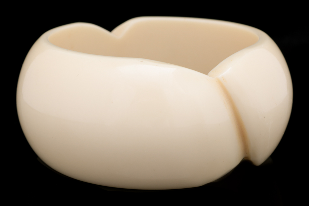 Wide Cream Toned Resin Bangle Bracelet