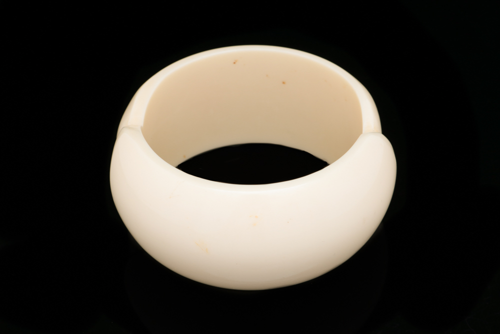 Wide Cream Toned Resin Bangle Bracelet