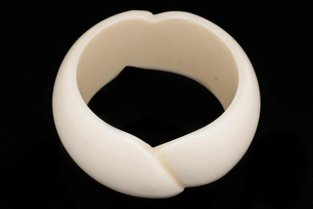Wide Cream Toned Resin Bangle Bracelet