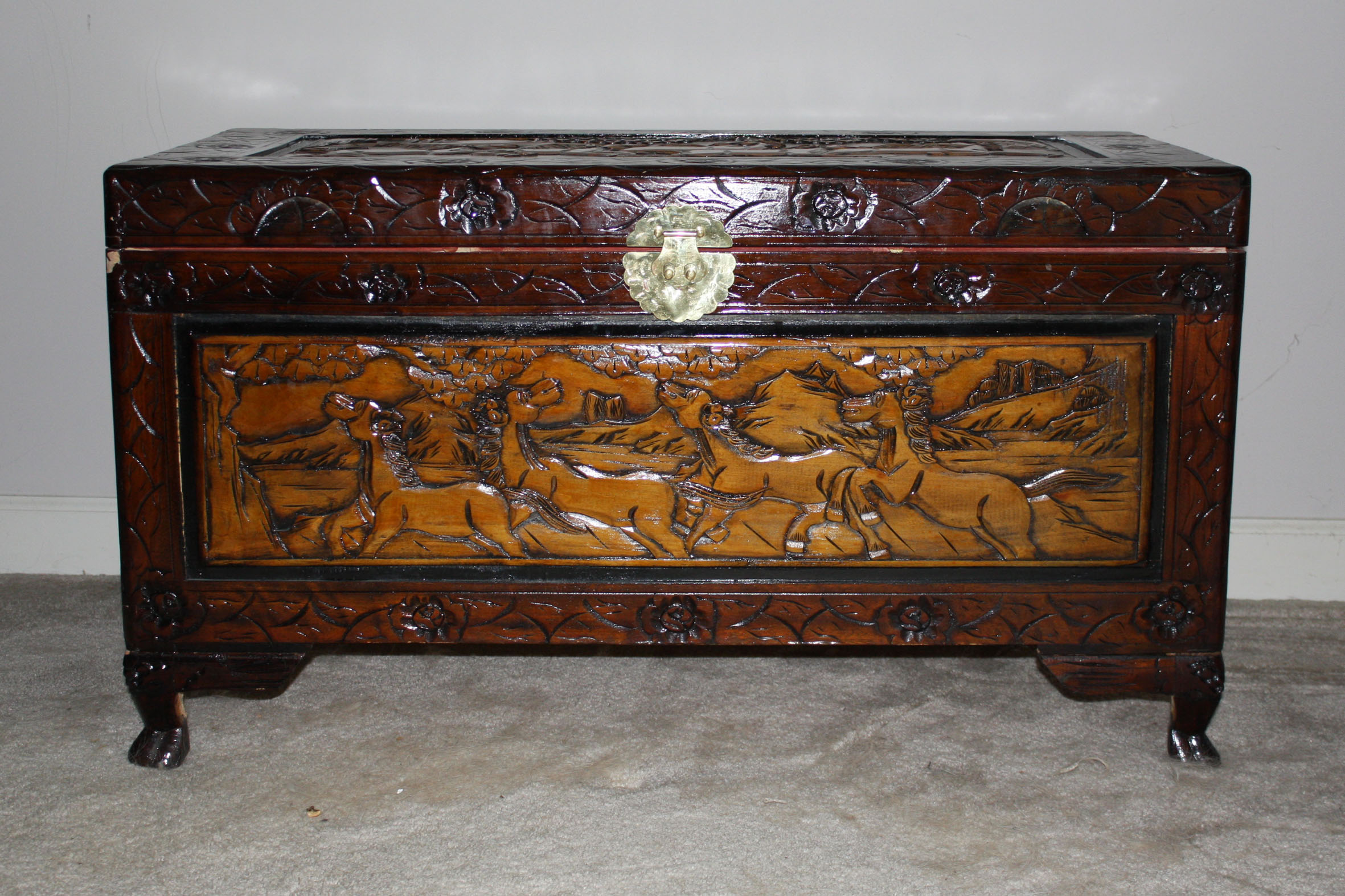 Vintage Korean Carved Chest