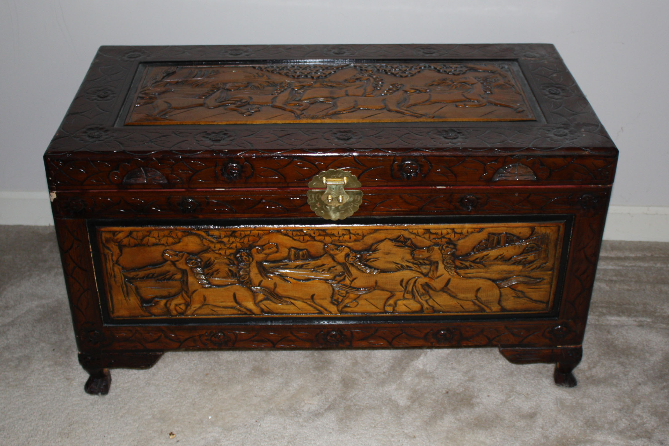 Vintage Korean Carved Chest
