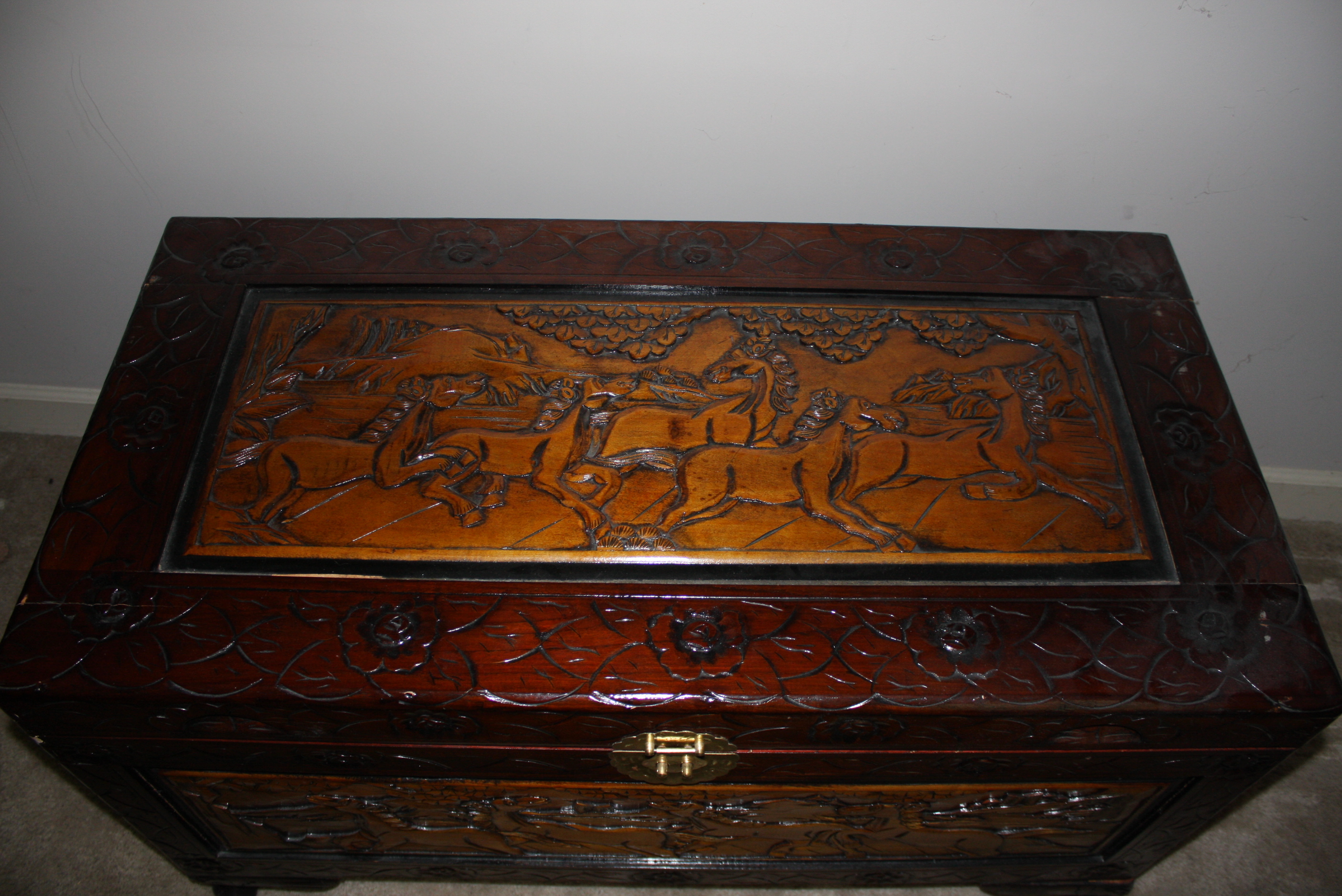 Vintage Korean Carved Chest