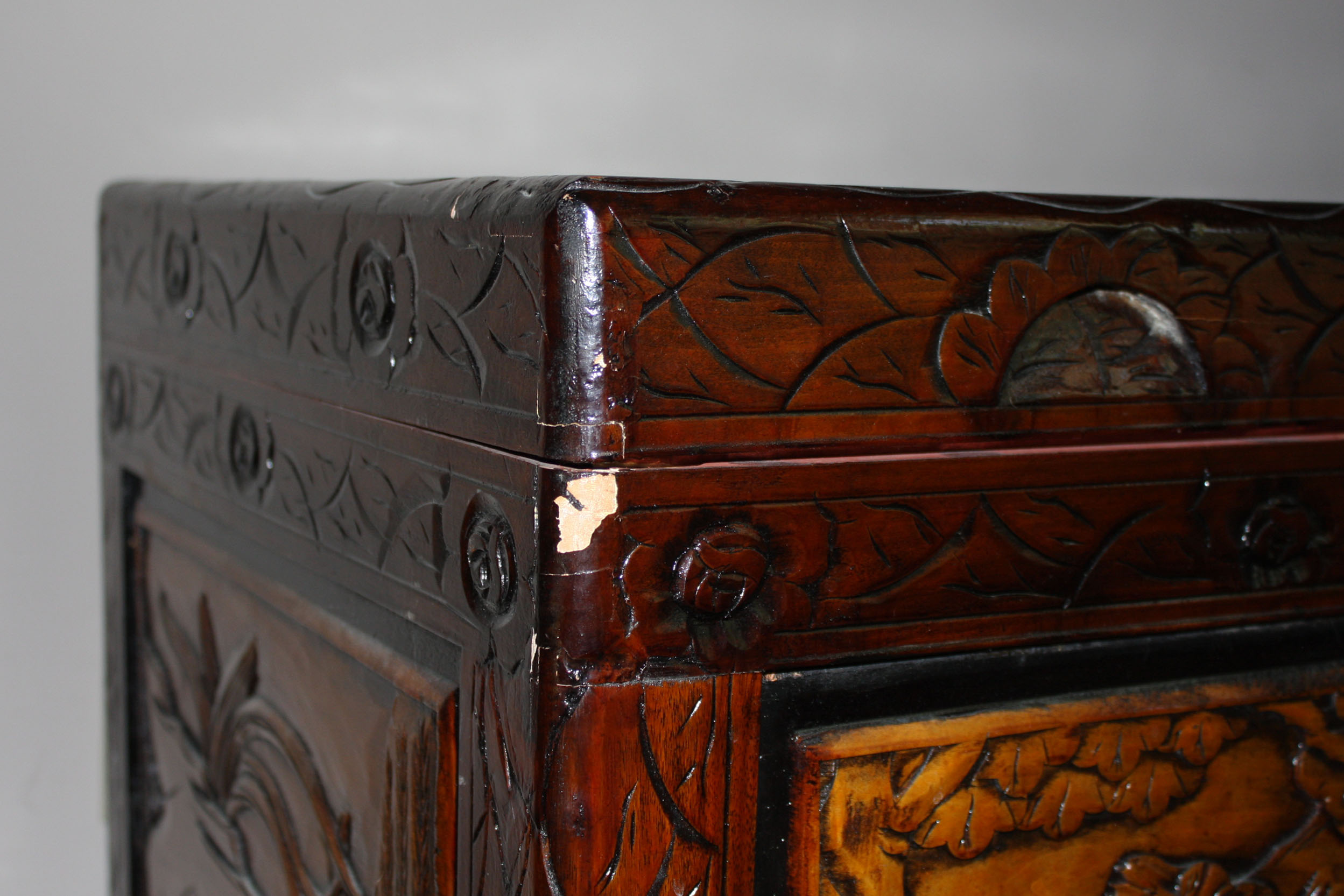 Vintage Korean Carved Chest