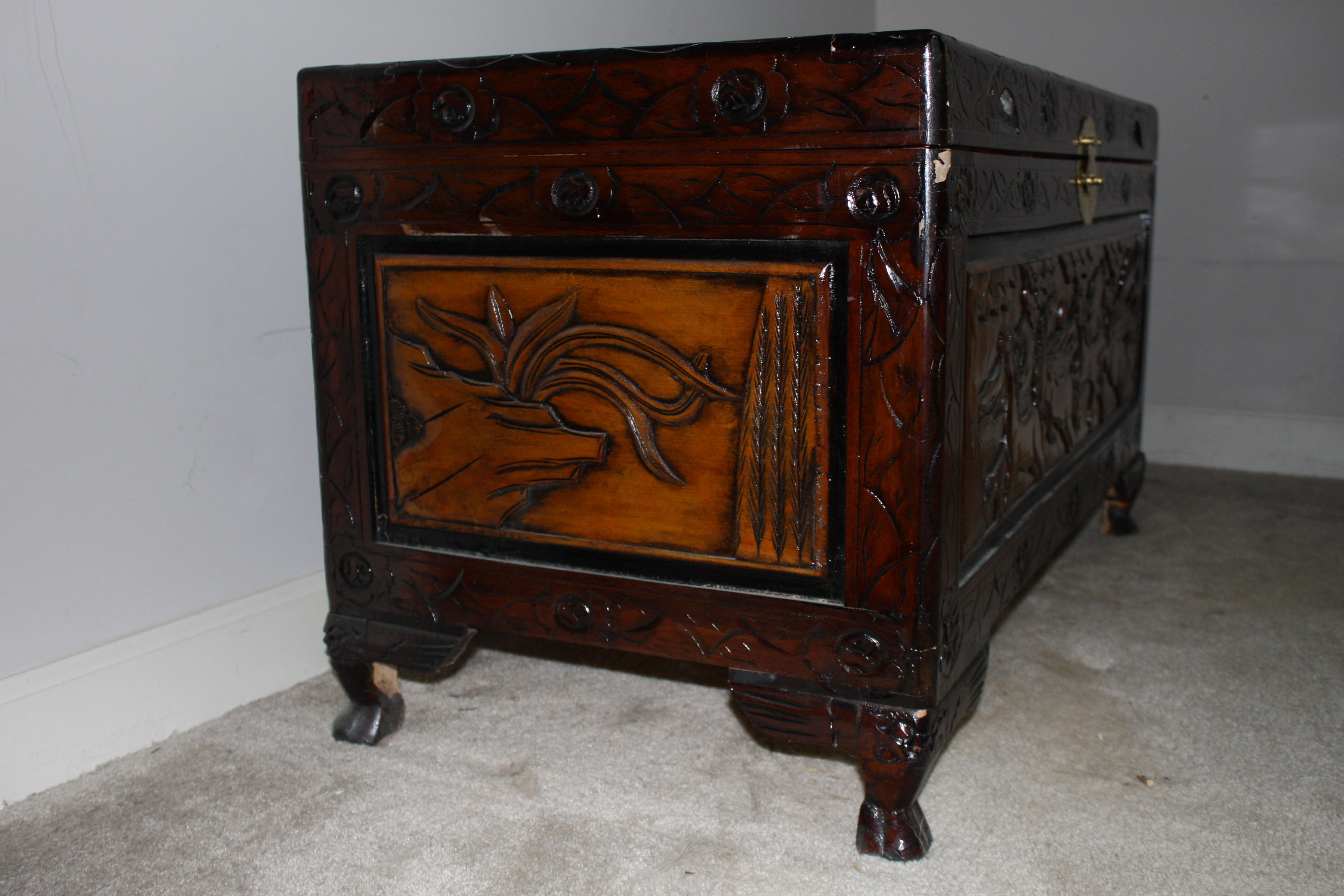 Vintage Korean Carved Chest