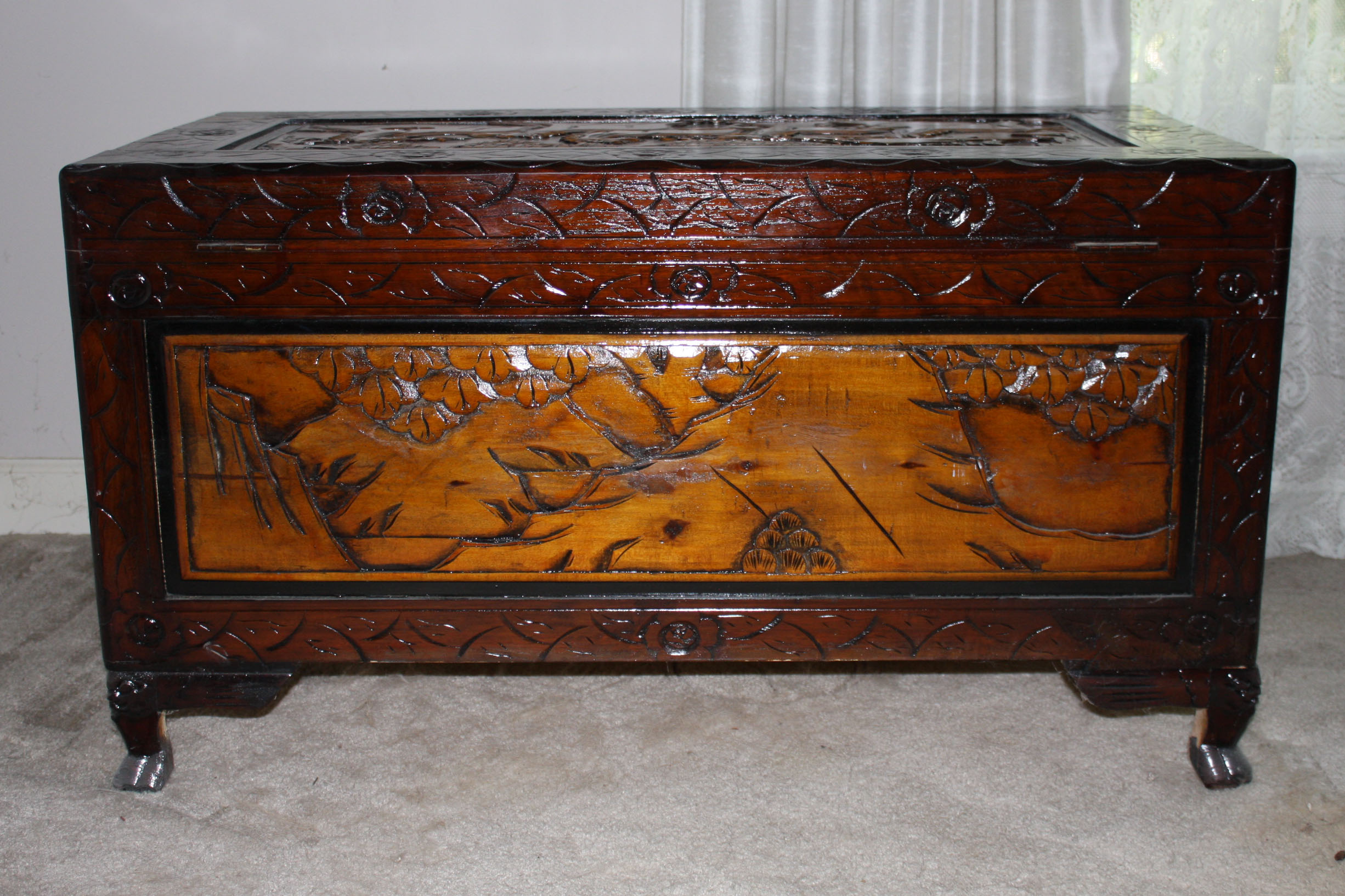 Vintage Korean Carved Chest