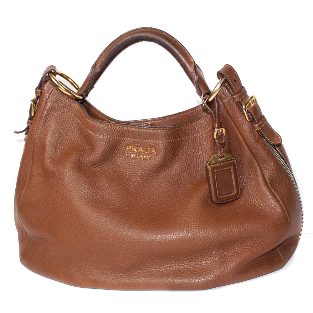 Prada Brown Leather Hobo Handbag
