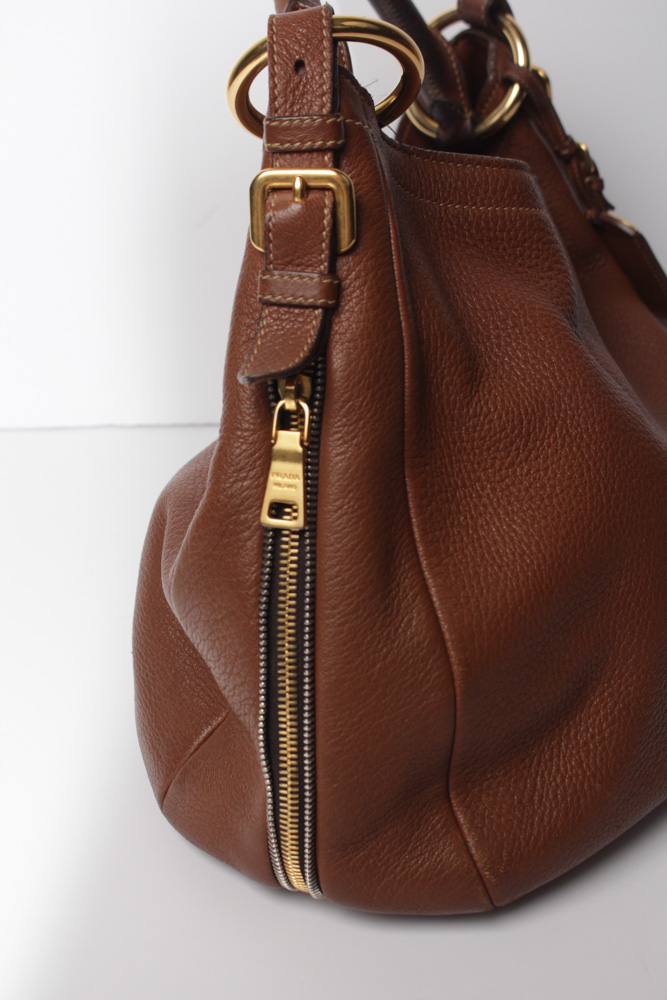 Prada Brown Leather Hobo Handbag