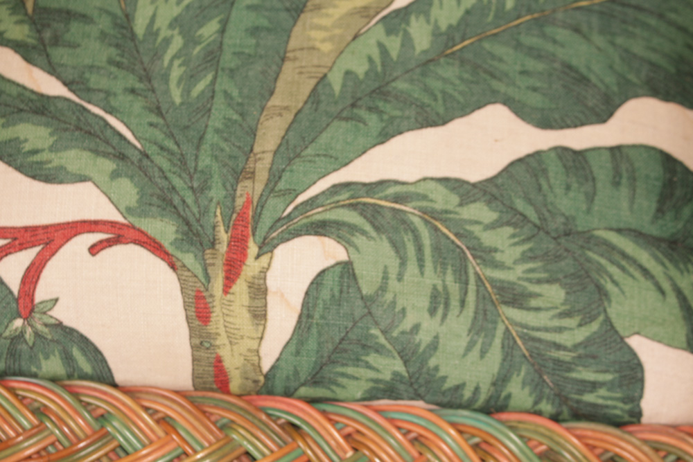 Four Custom Upholstered Wicker Chairs