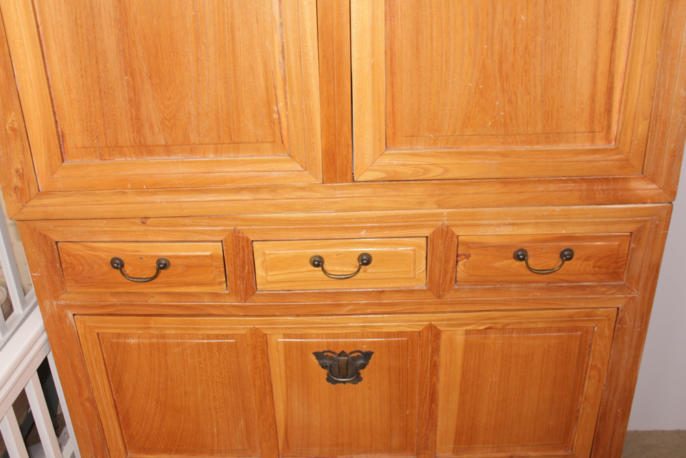 Chinese Elm Wood Armoire