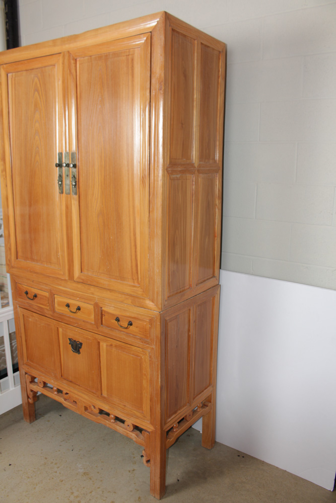Chinese Elm Wood Armoire