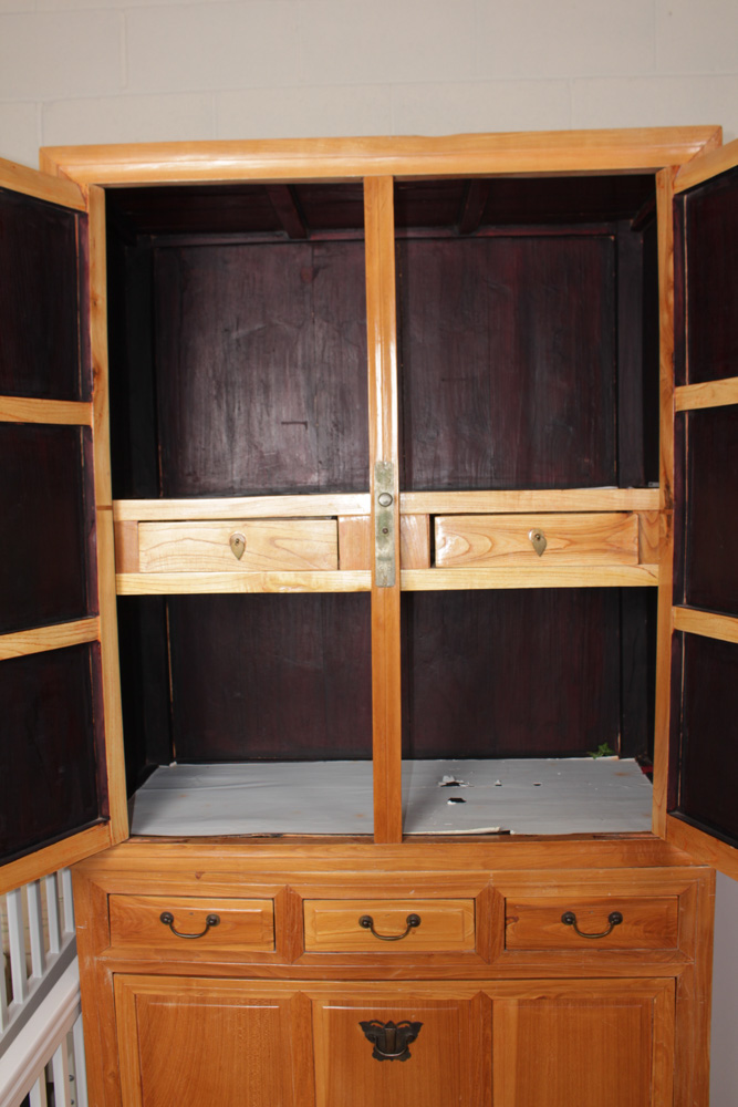 Chinese Elm Wood Armoire