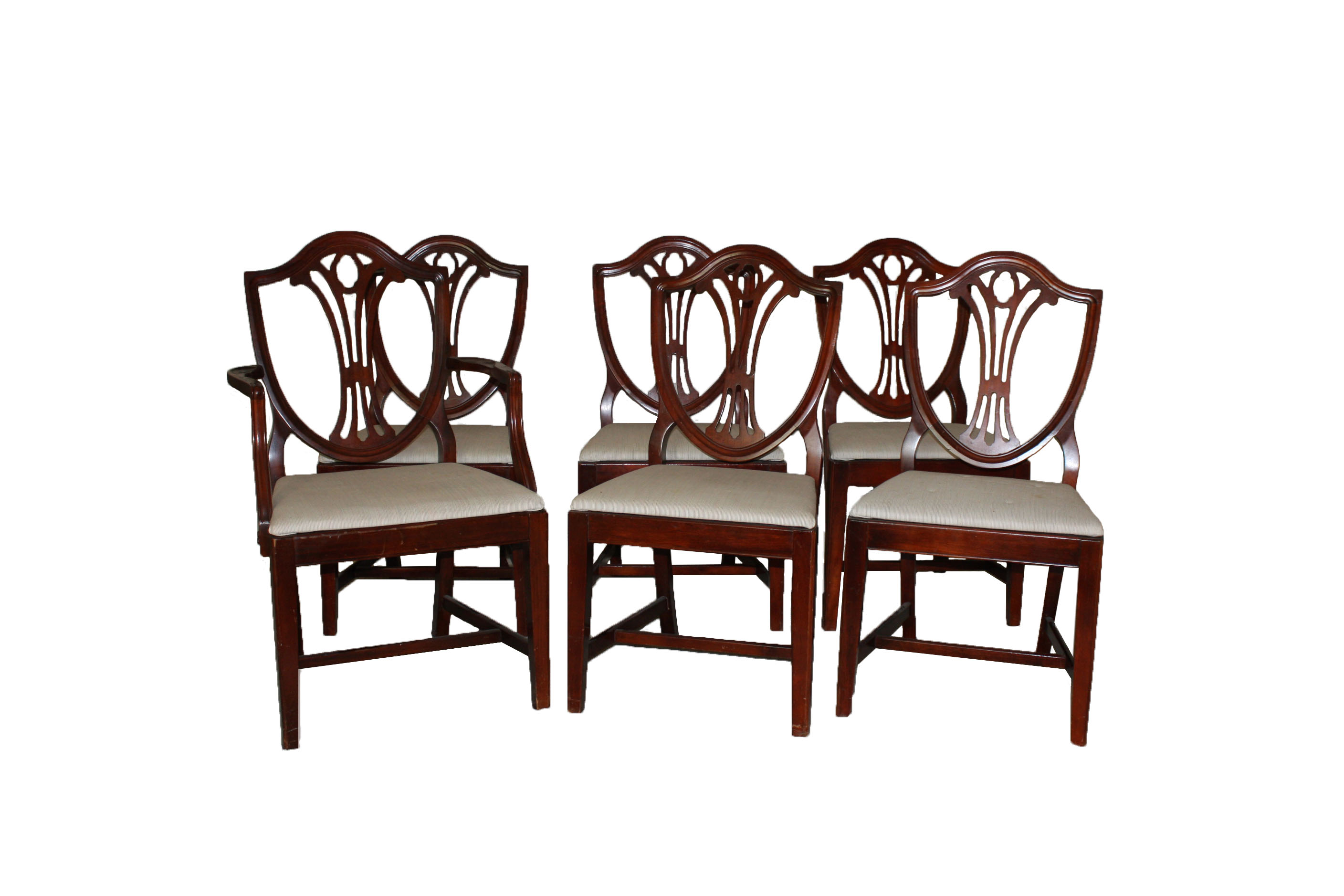 Six Hepplewhite Style Shield-Back Dining Chairs by Drexel