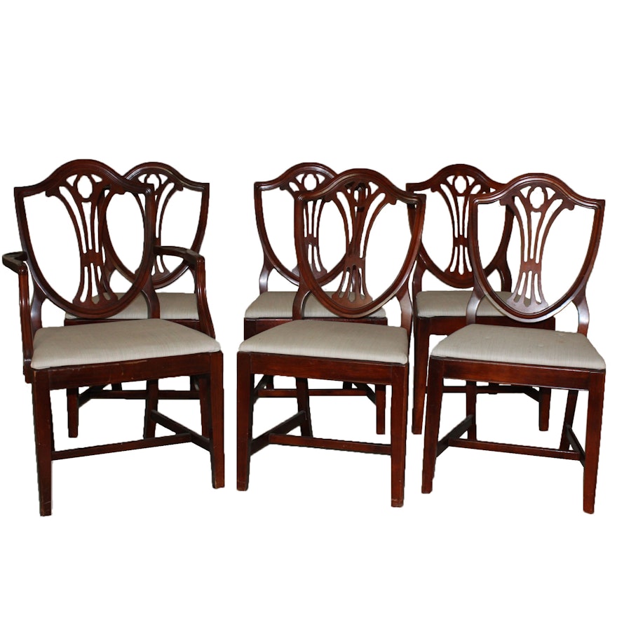 Six Hepplewhite Style Shield-Back Dining Chairs by Drexel