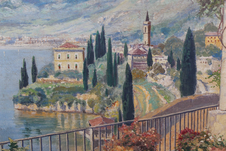 Alois Arnegger Vintage Oil Painting on Canvas of Lake Como