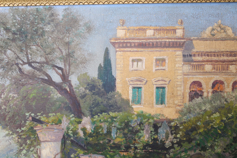 Alois Arnegger Vintage Oil Painting on Canvas of Lake Como