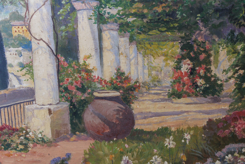 Alois Arnegger Vintage Oil Painting on Canvas of Lake Como