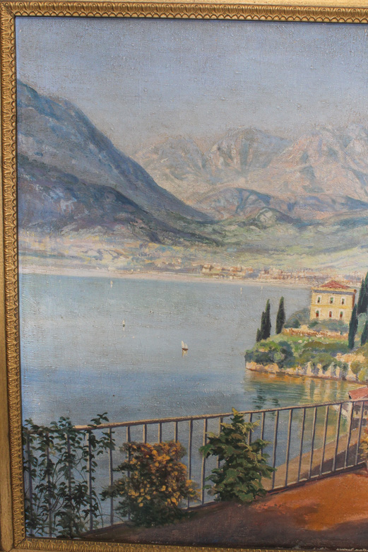 Alois Arnegger Vintage Oil Painting on Canvas of Lake Como