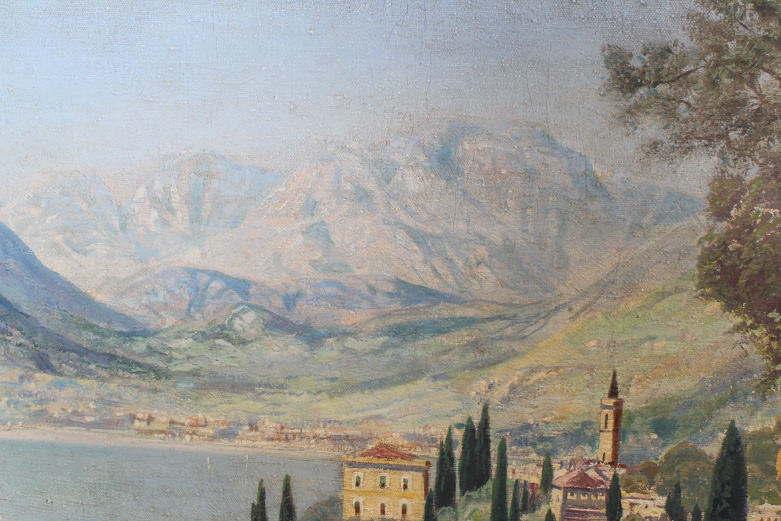 Alois Arnegger Vintage Oil Painting on Canvas of Lake Como