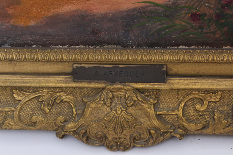 Alois Arnegger Vintage Oil Painting on Canvas of Lake Como