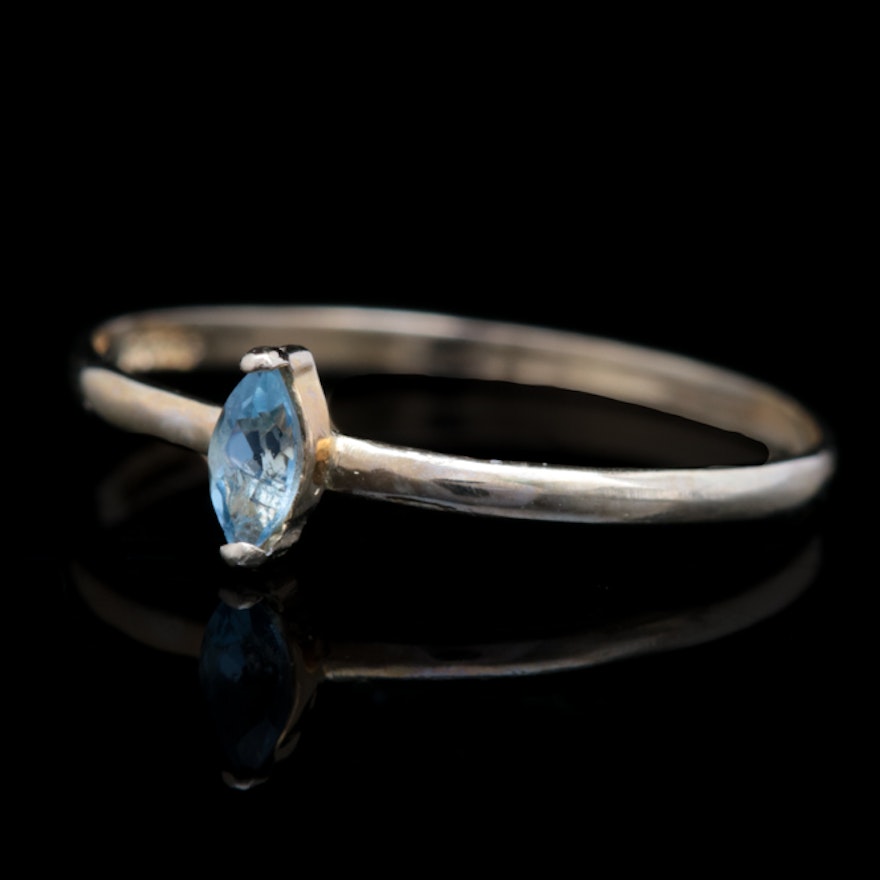 14K Yellow Gold and Blue Topaz Ring