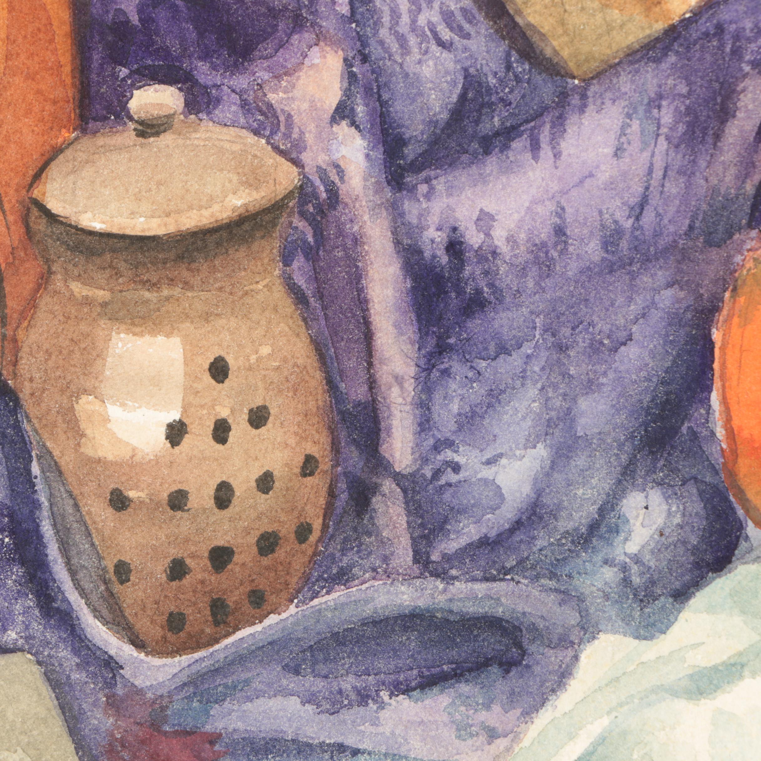 Pair of Still Life Watercolor Paintings on Paper Attributed to Henry C. Meyer