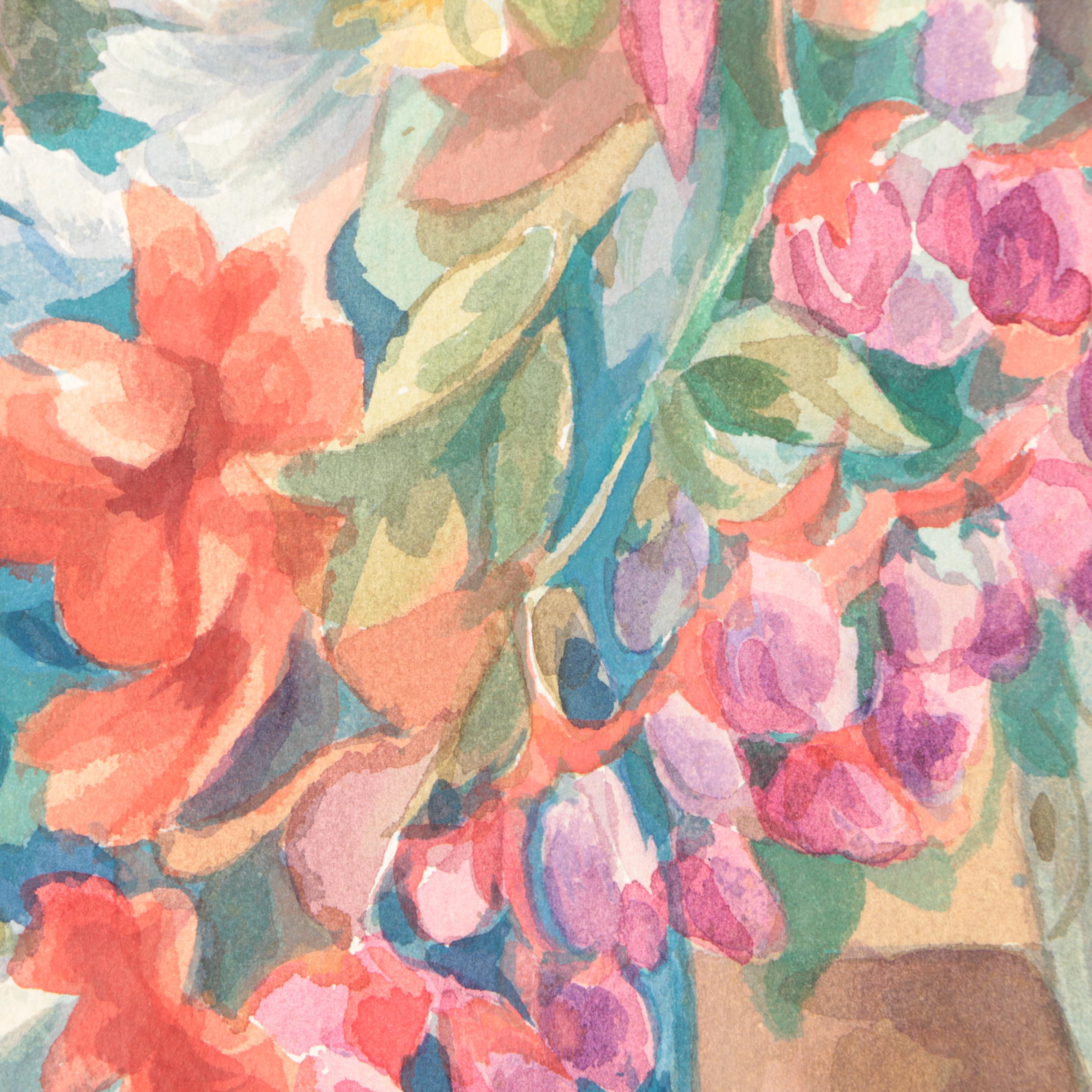 Pair of Still Life Watercolor Paintings on Paper Attributed to Henry C. Meyer