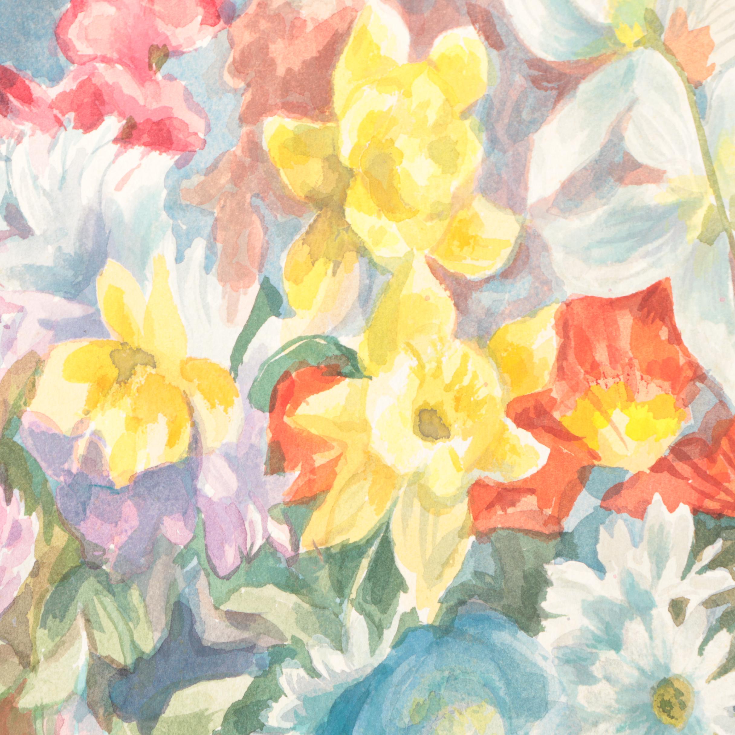 Pair of Still Life Watercolor Paintings on Paper Attributed to Henry C. Meyer