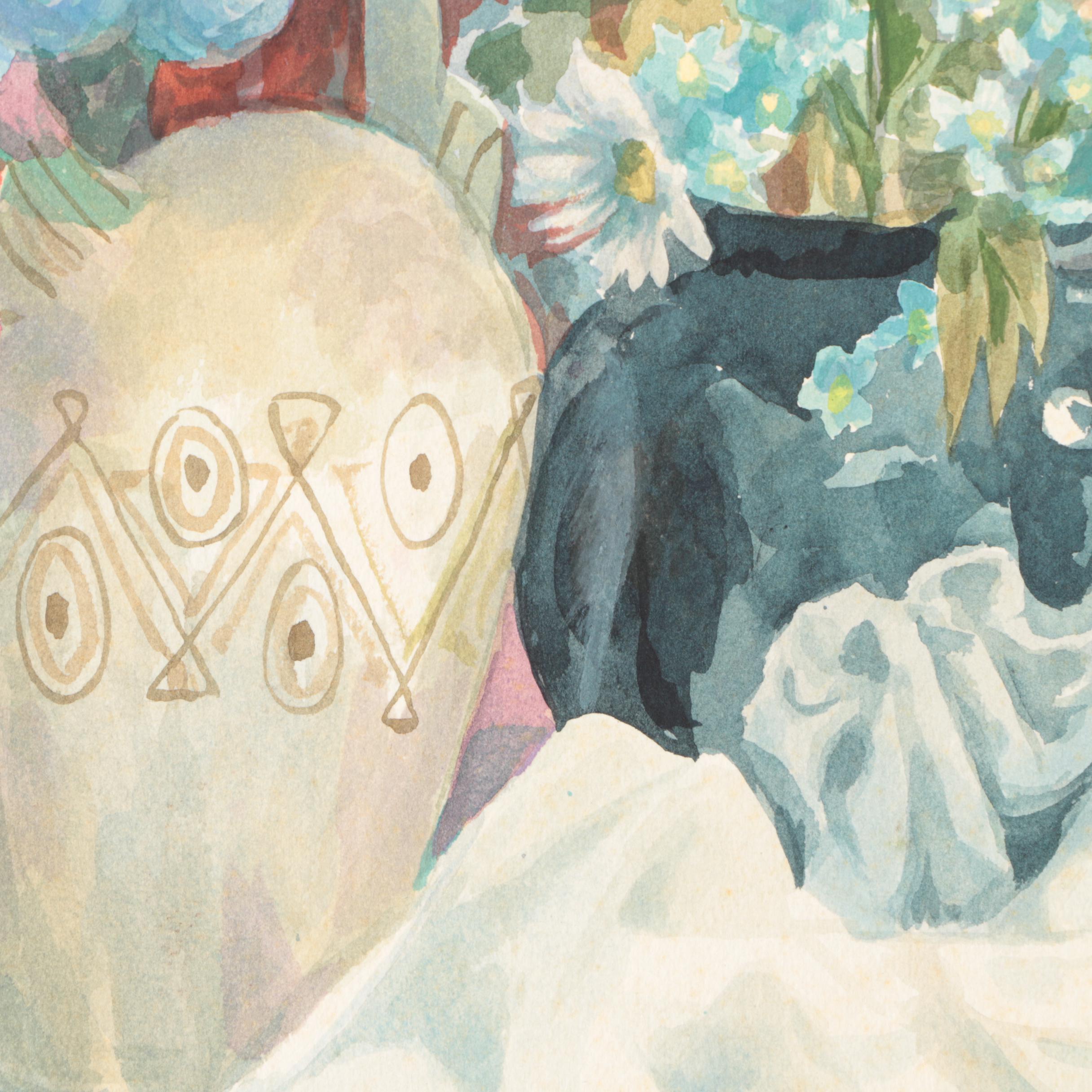 Pair of Still Life Watercolor Paintings on Paper Attributed to Henry C. Meyer