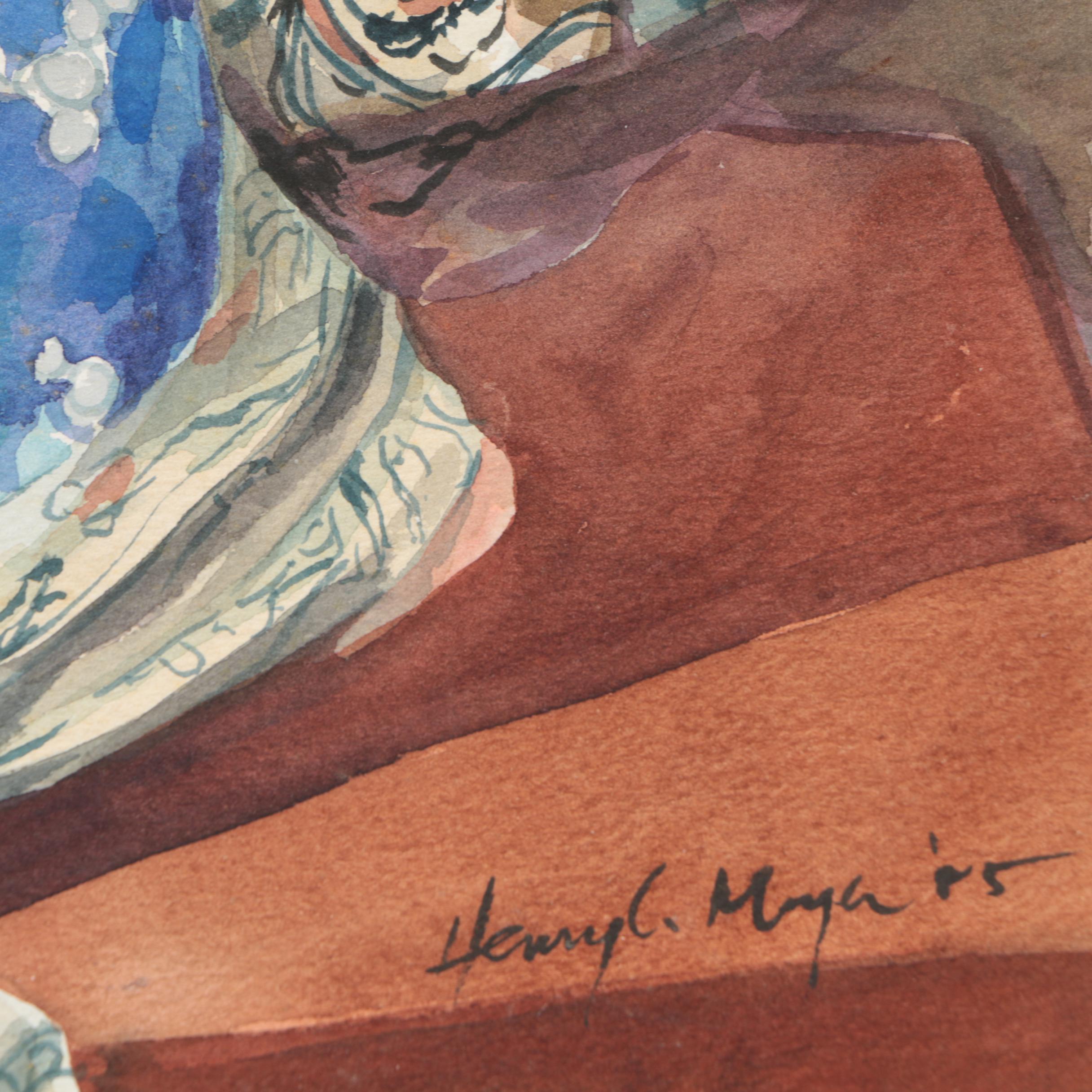 Two Henry C. Meyer 1980s Watercolor Paintings on Paper