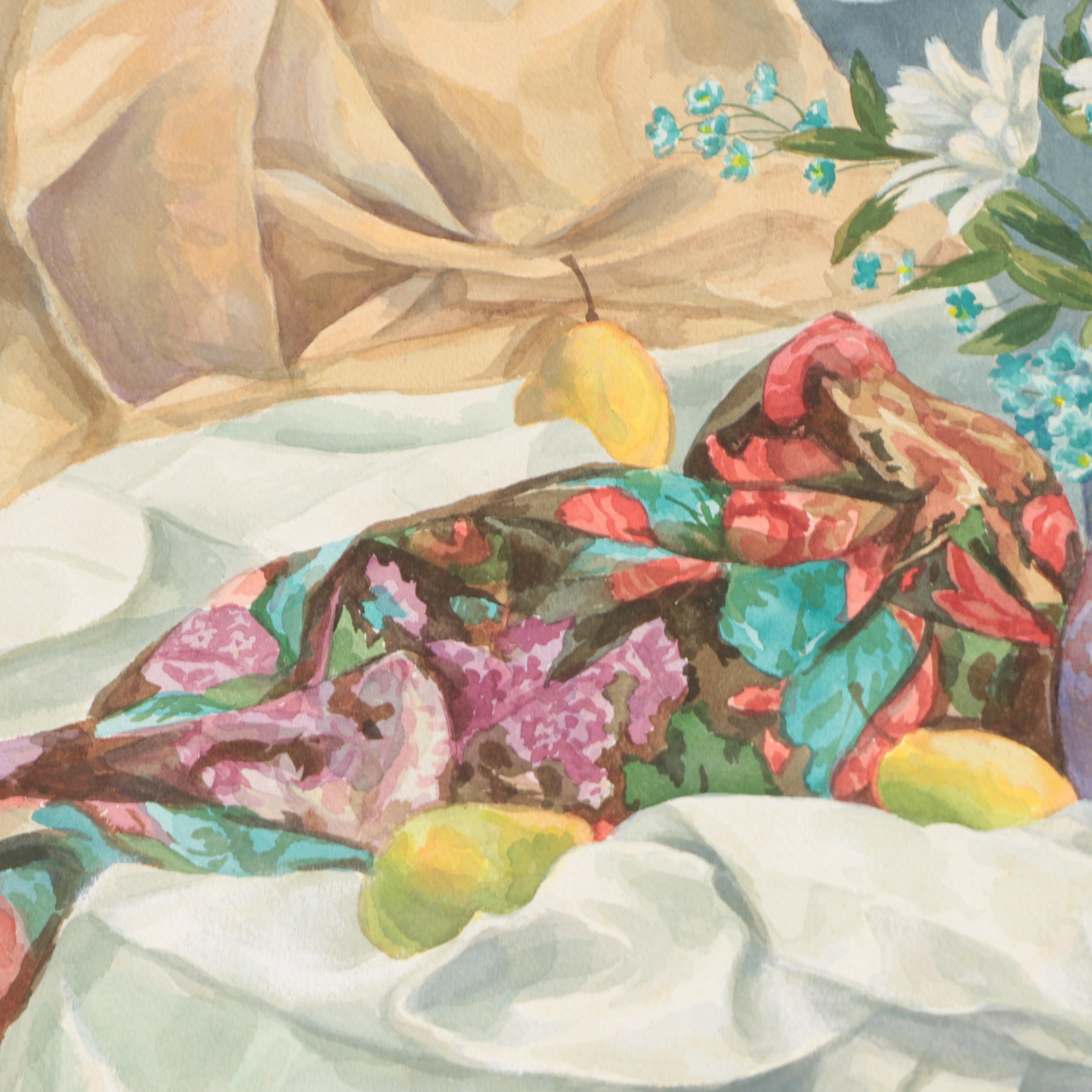 Two Henry C. Meyer Still Life Watercolor Paintings of Floral Arrangements