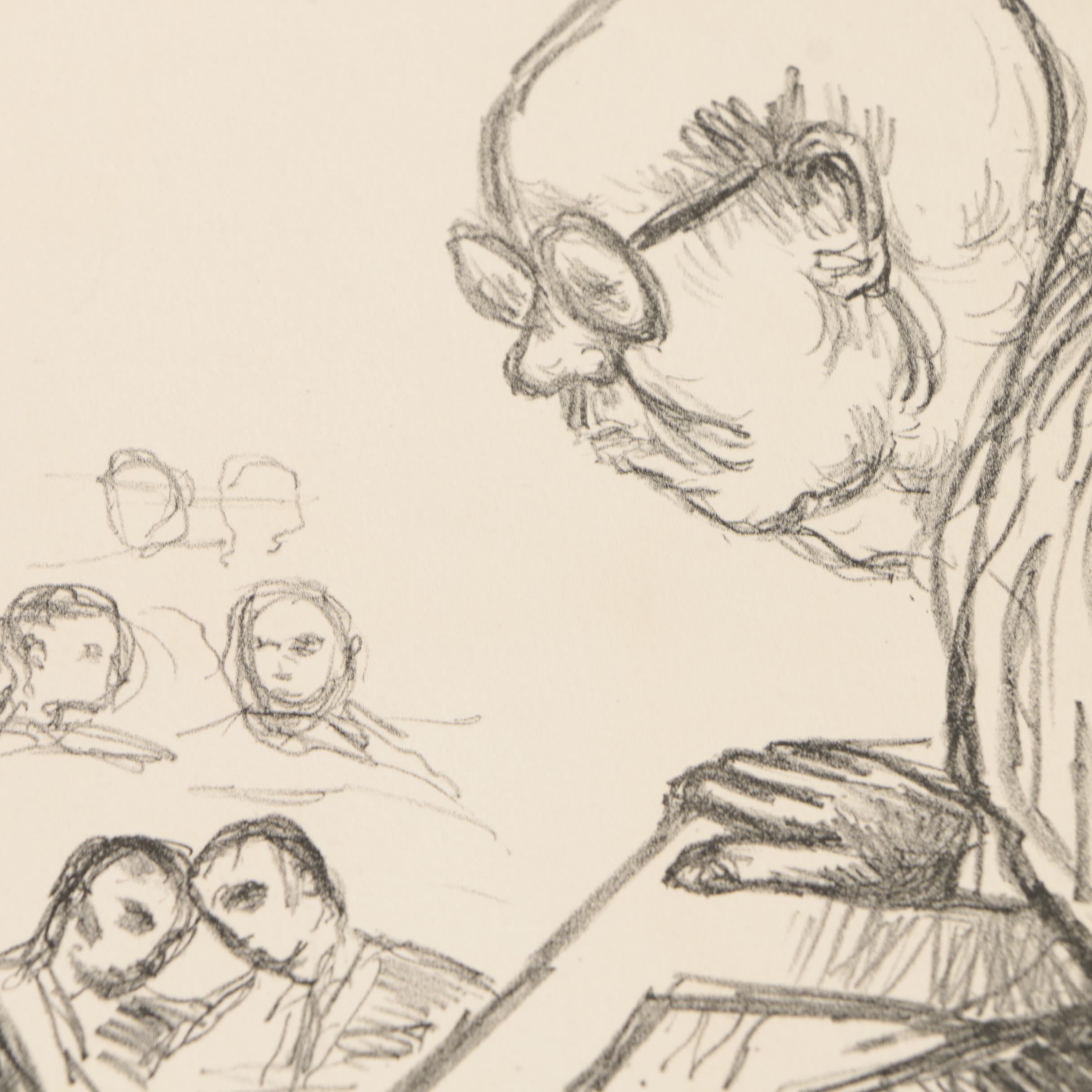 Lithographs on Paper of Don Quixote and a Courtroom Scene