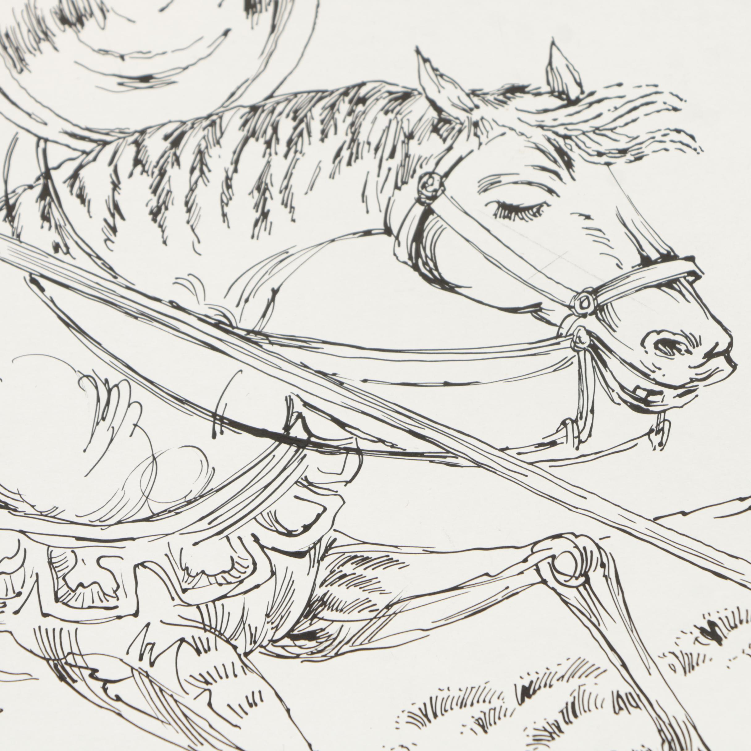 Lithographs on Paper of Don Quixote and a Courtroom Scene