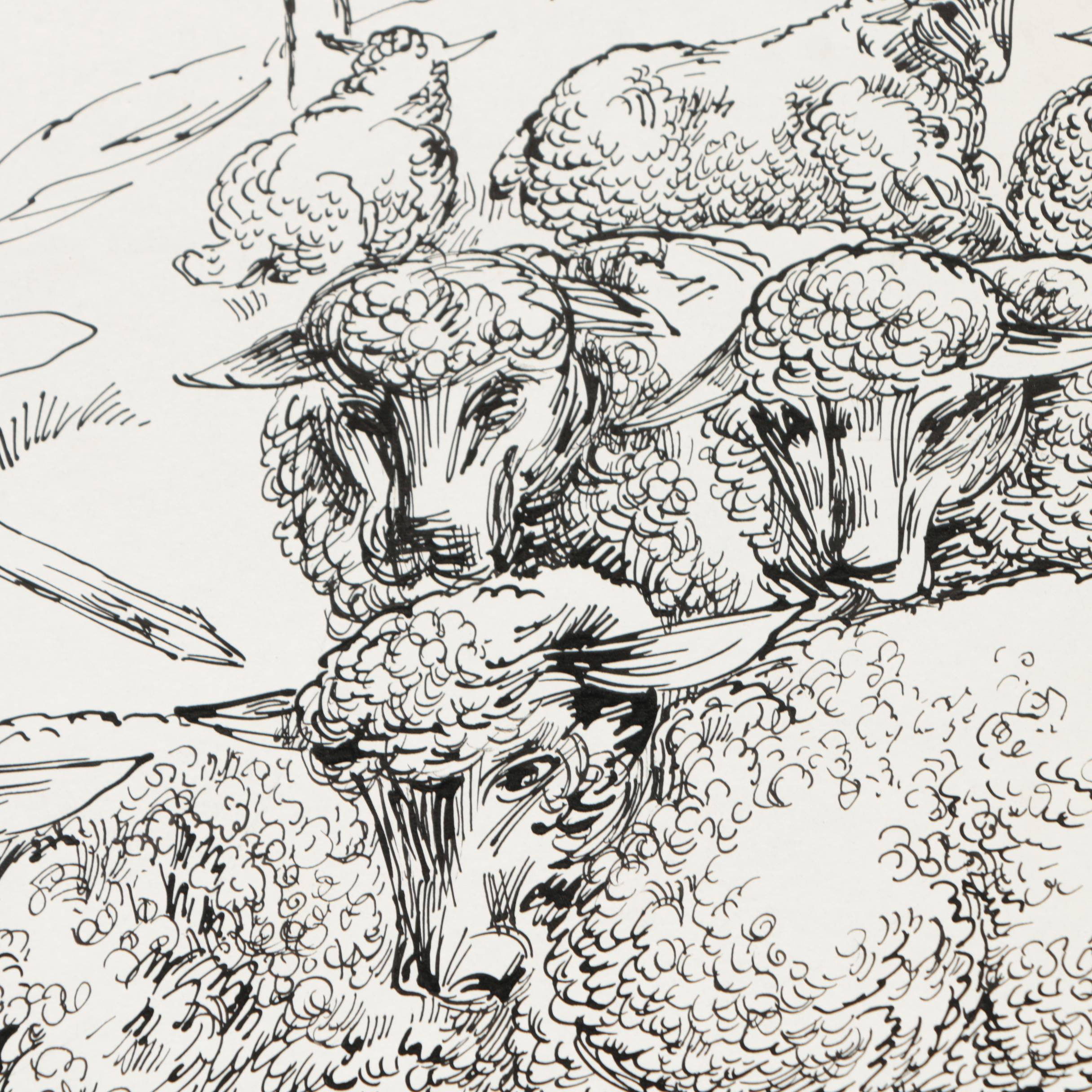 Lithographs on Paper of Don Quixote and a Courtroom Scene