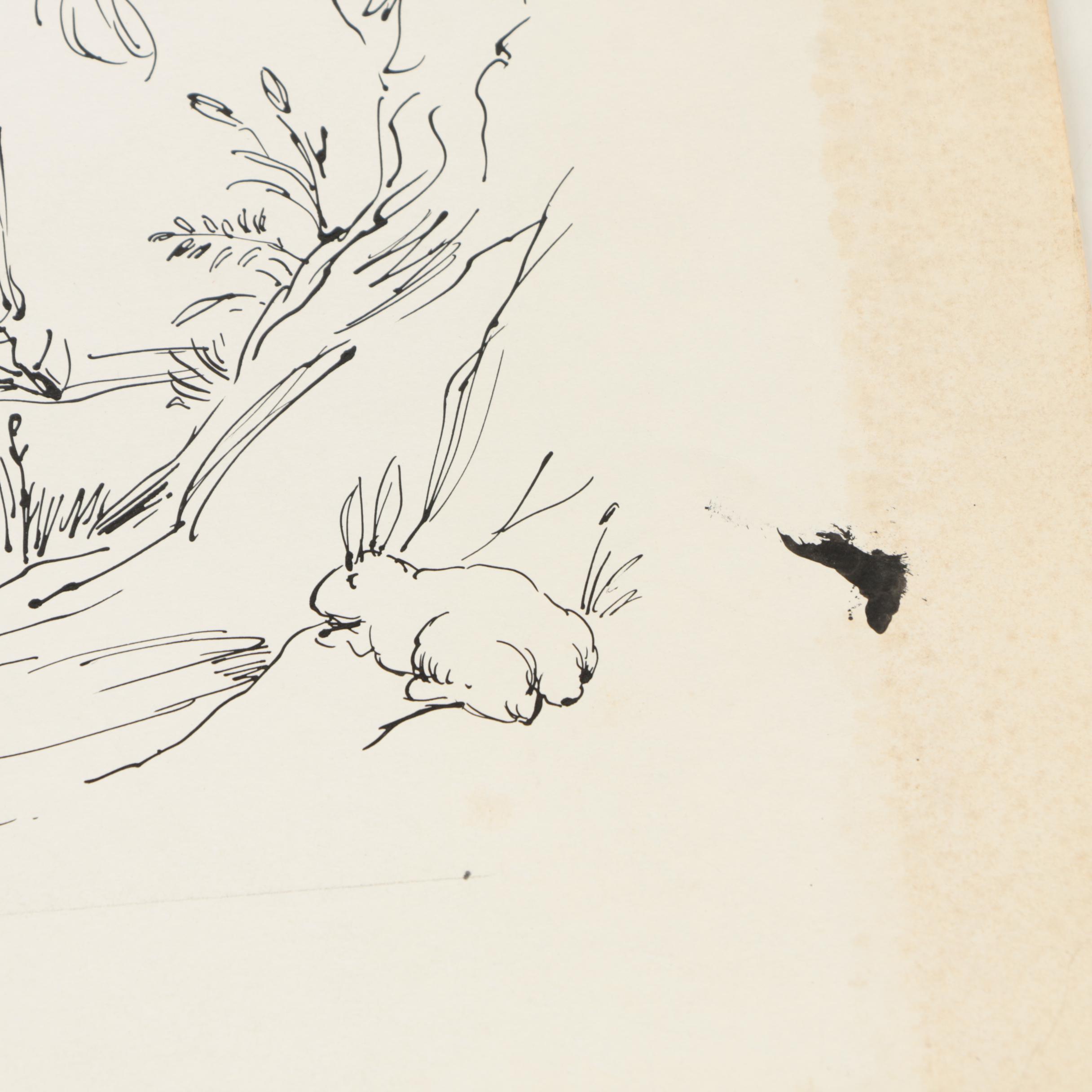 Lithographs on Paper of Don Quixote and a Courtroom Scene