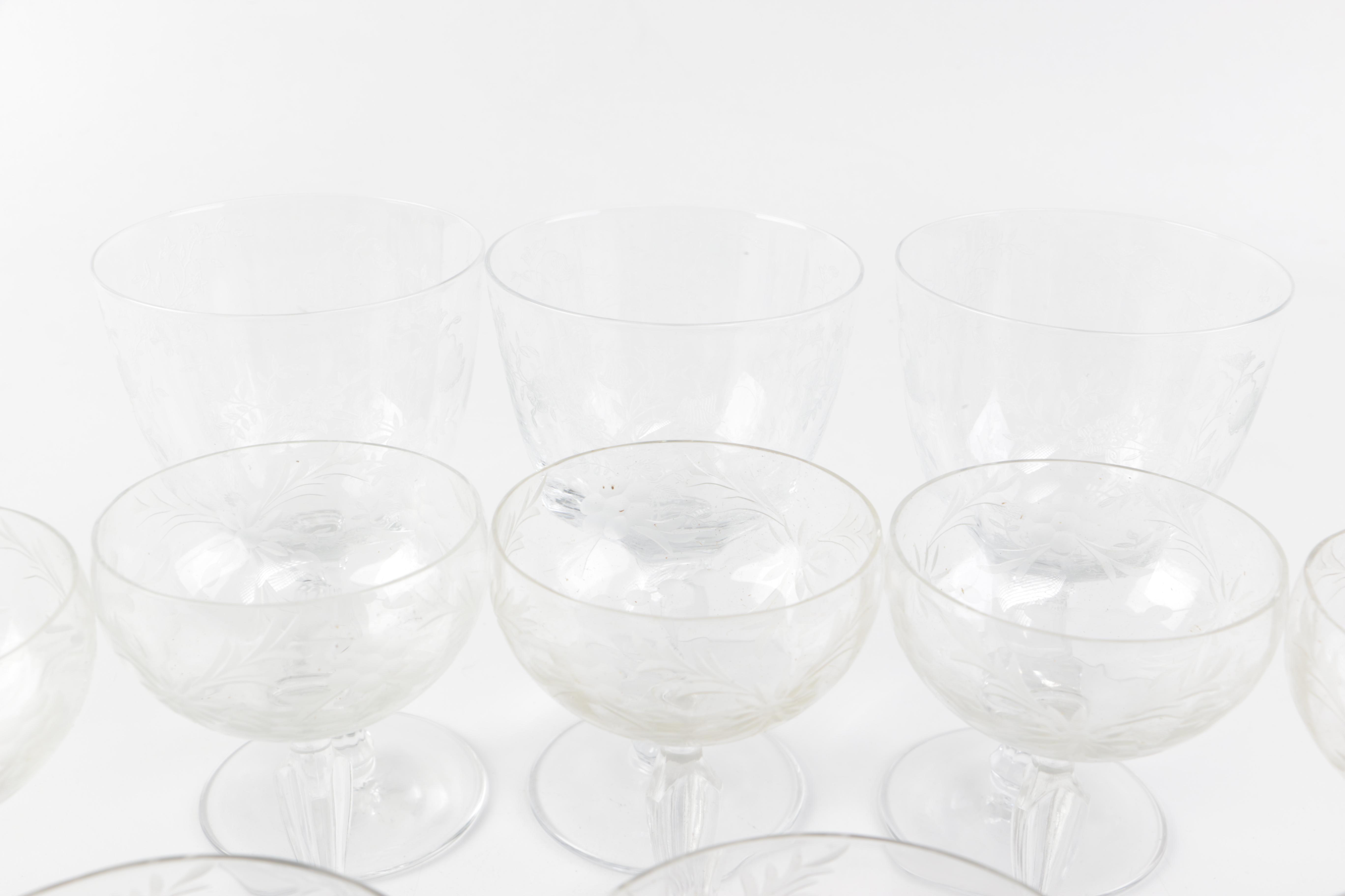 International Silver Plate Cup Holders with Glass Stemware Assortment