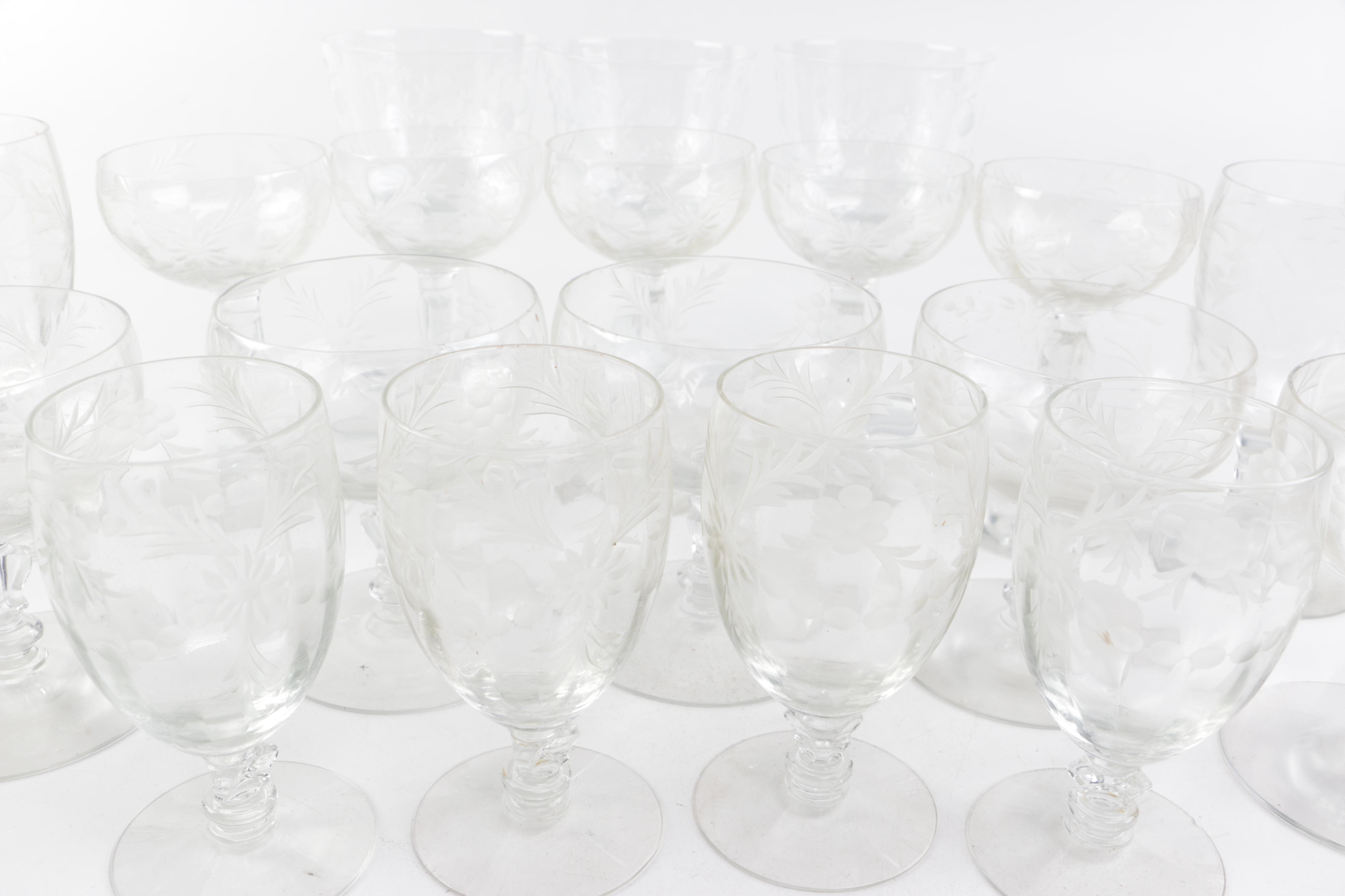 International Silver Plate Cup Holders with Glass Stemware Assortment