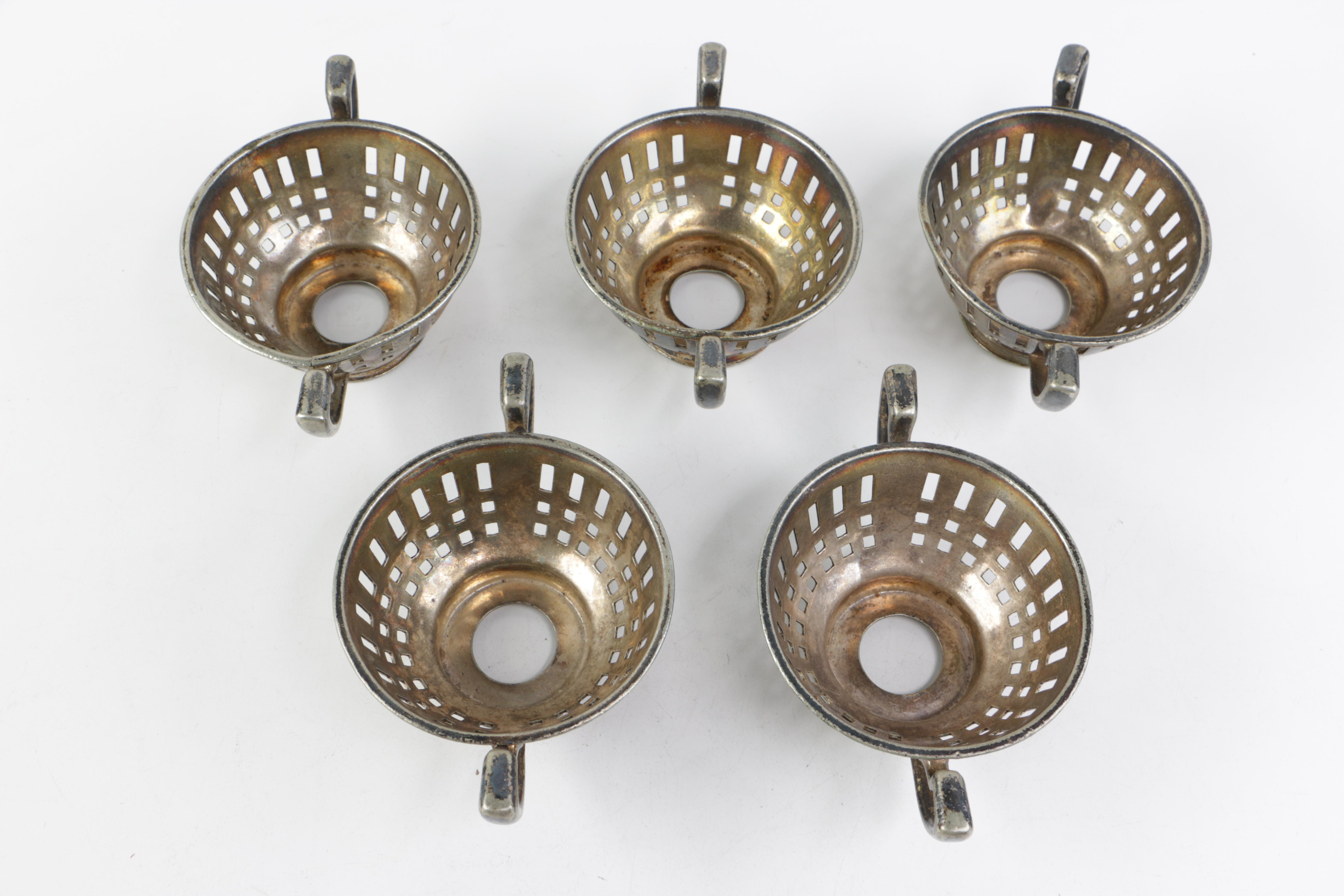 International Silver Plate Cup Holders with Glass Stemware Assortment