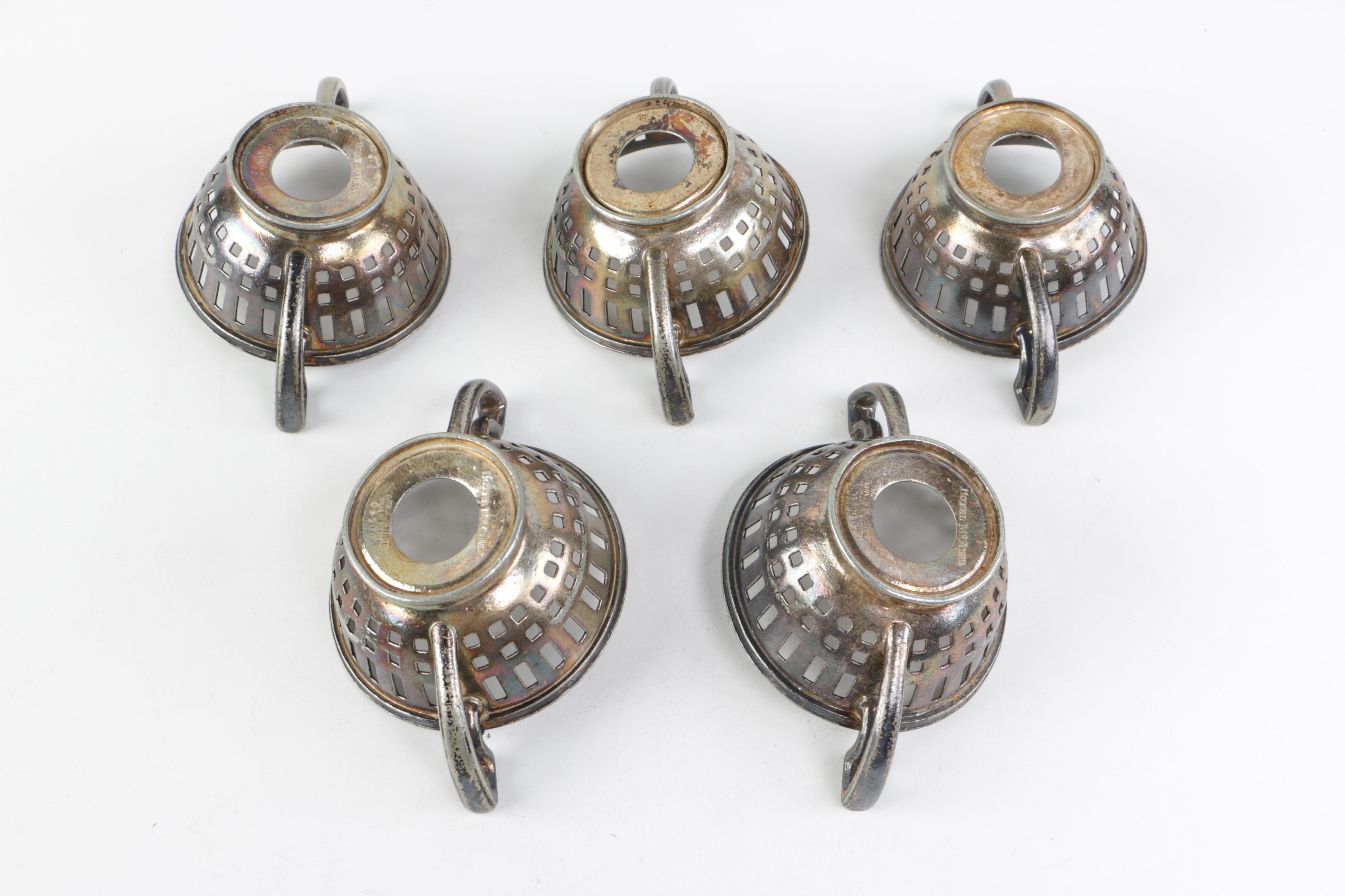 International Silver Plate Cup Holders with Glass Stemware Assortment