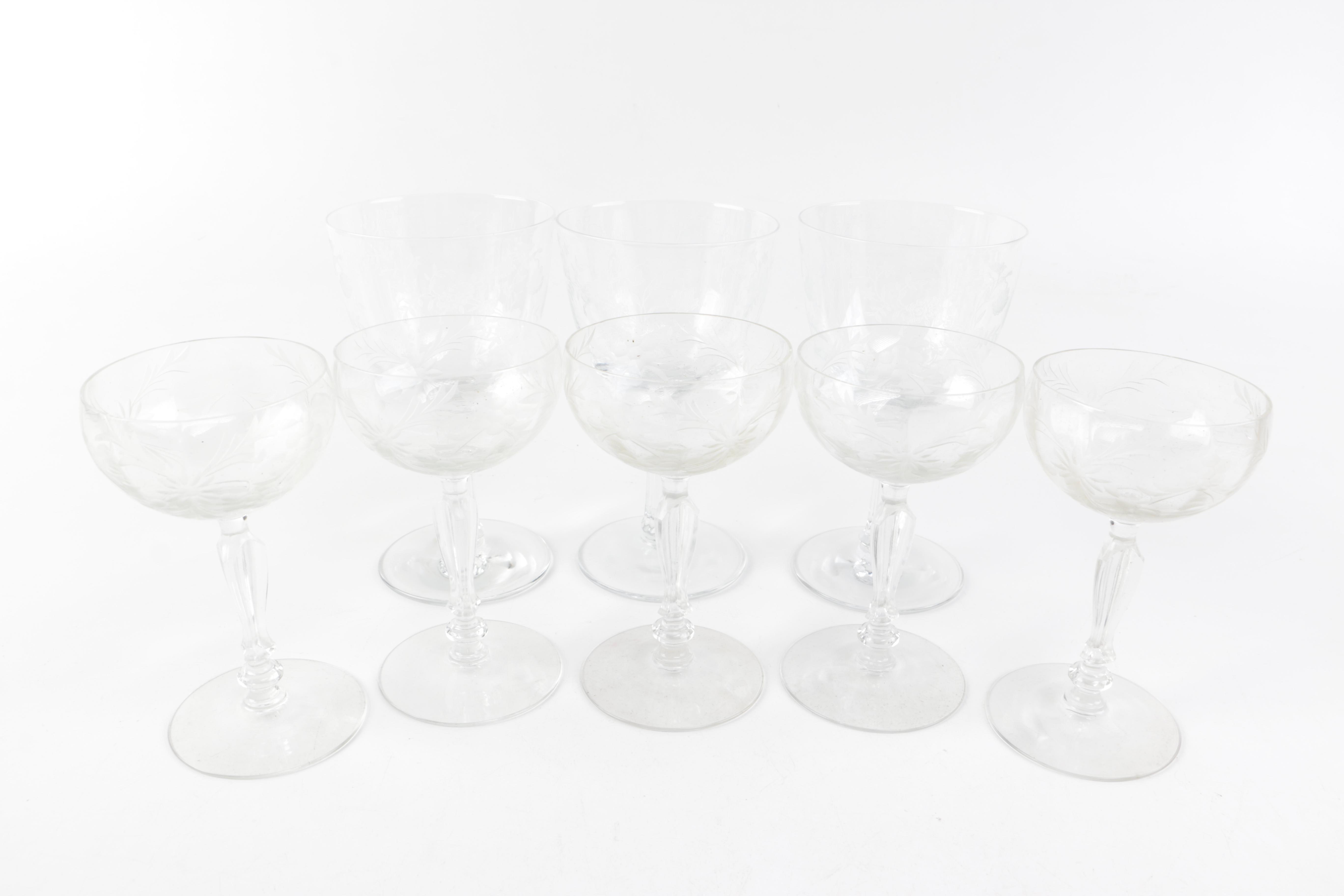 International Silver Plate Cup Holders with Glass Stemware Assortment