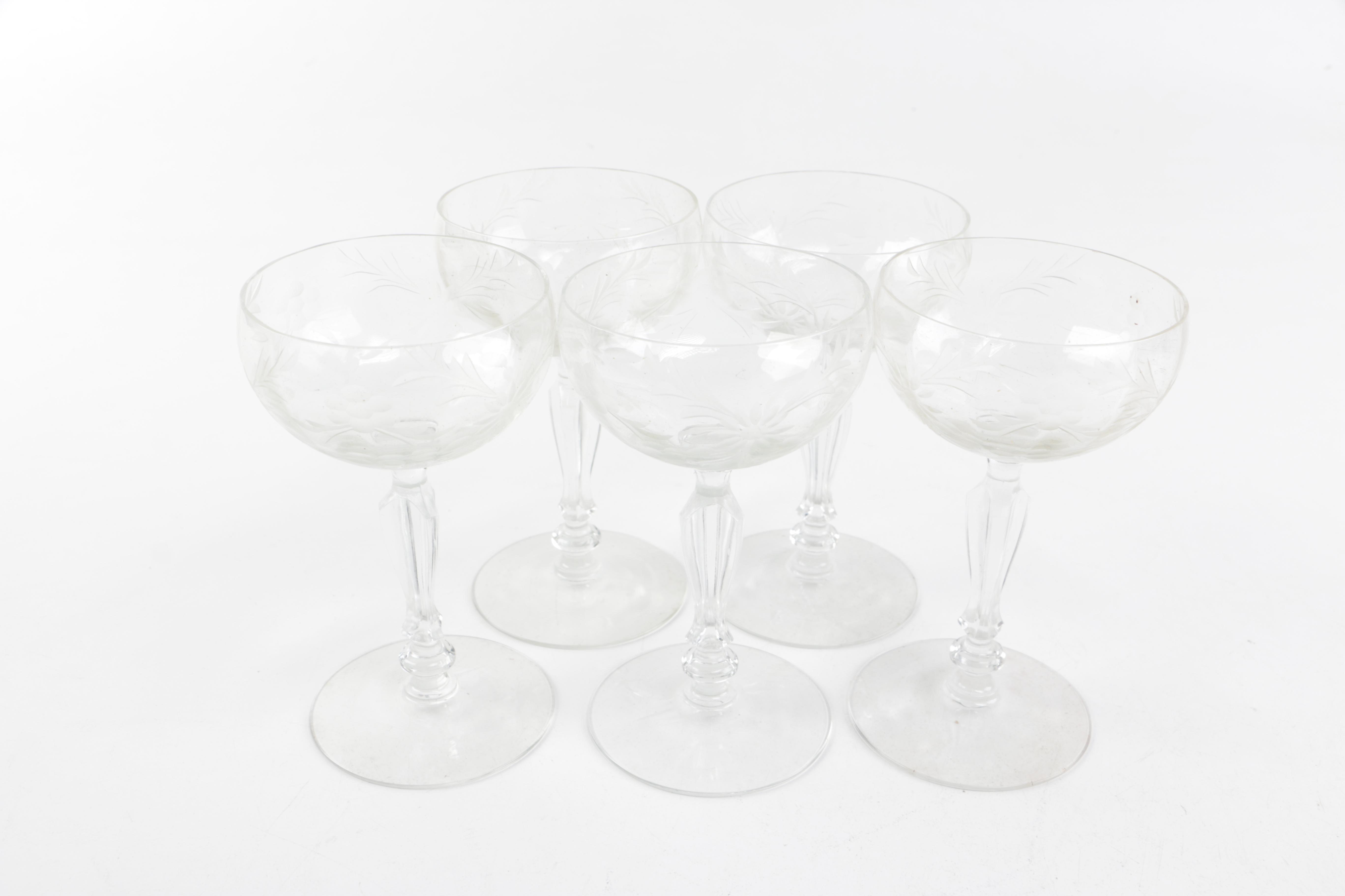 International Silver Plate Cup Holders with Glass Stemware Assortment