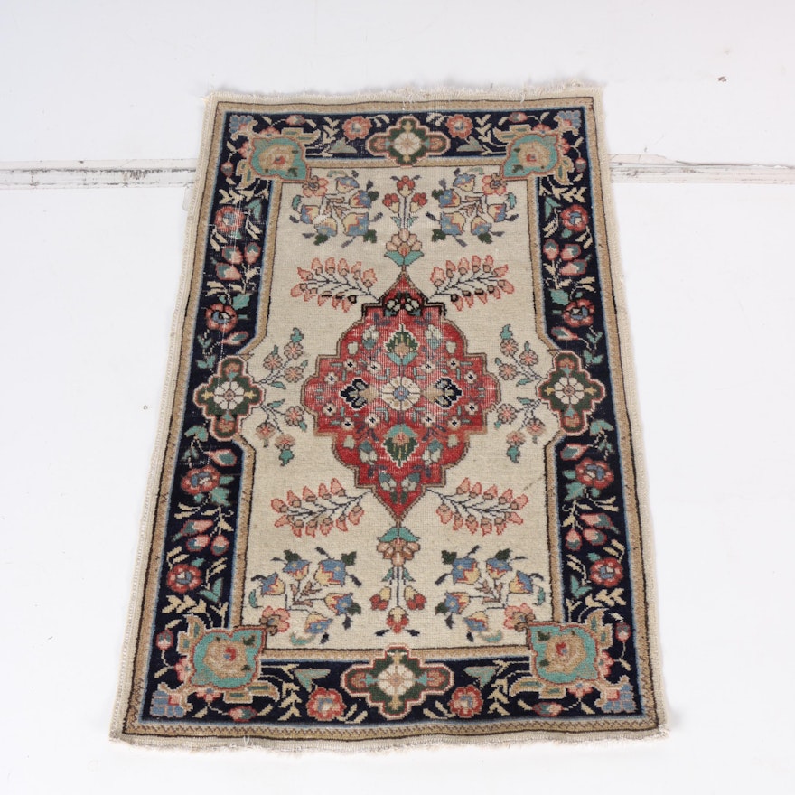 Hand-Knotted Indo-Persian Tabriz Wool Accent Rug