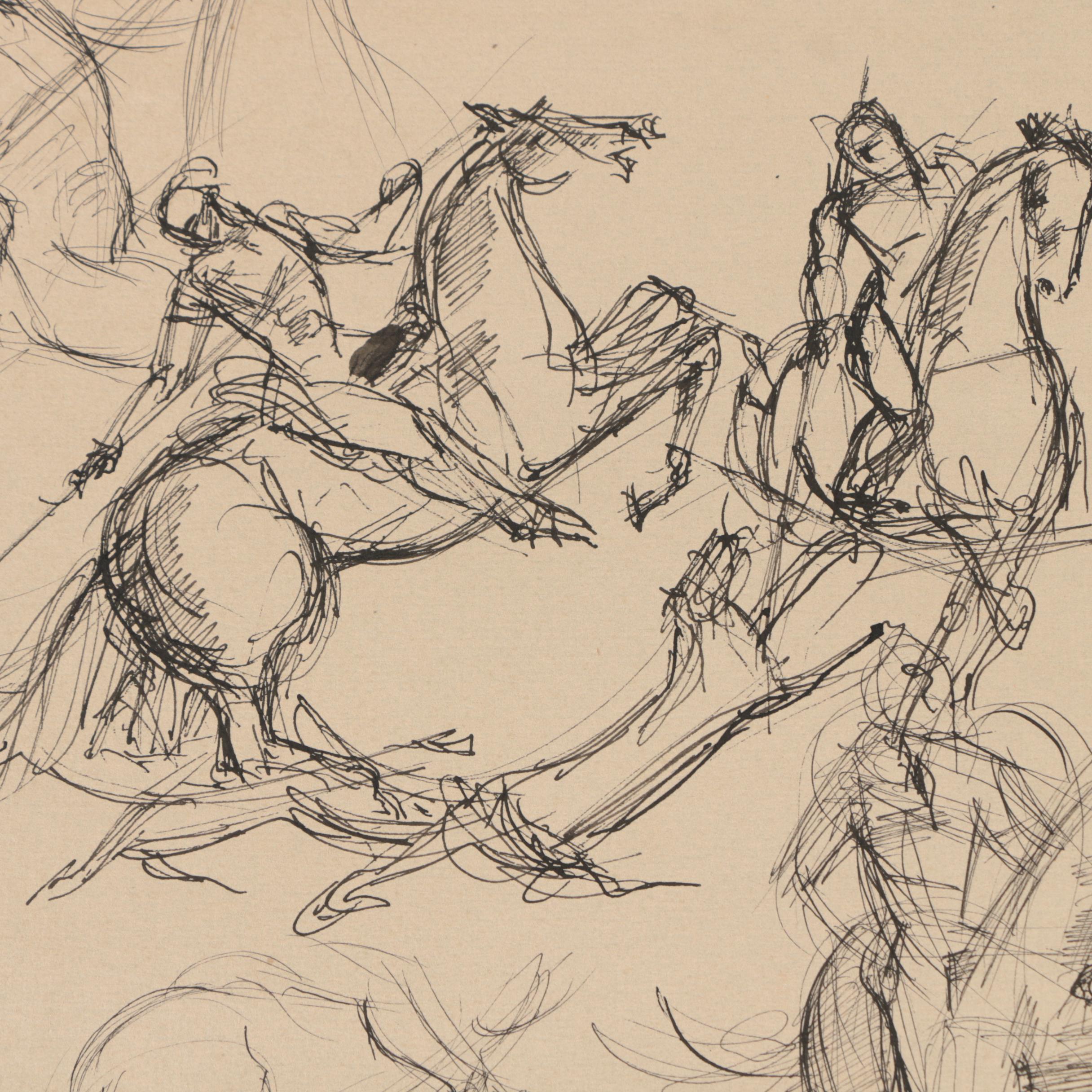 Henry C. Meyer Ink Wash and Ink Drawings of Horses