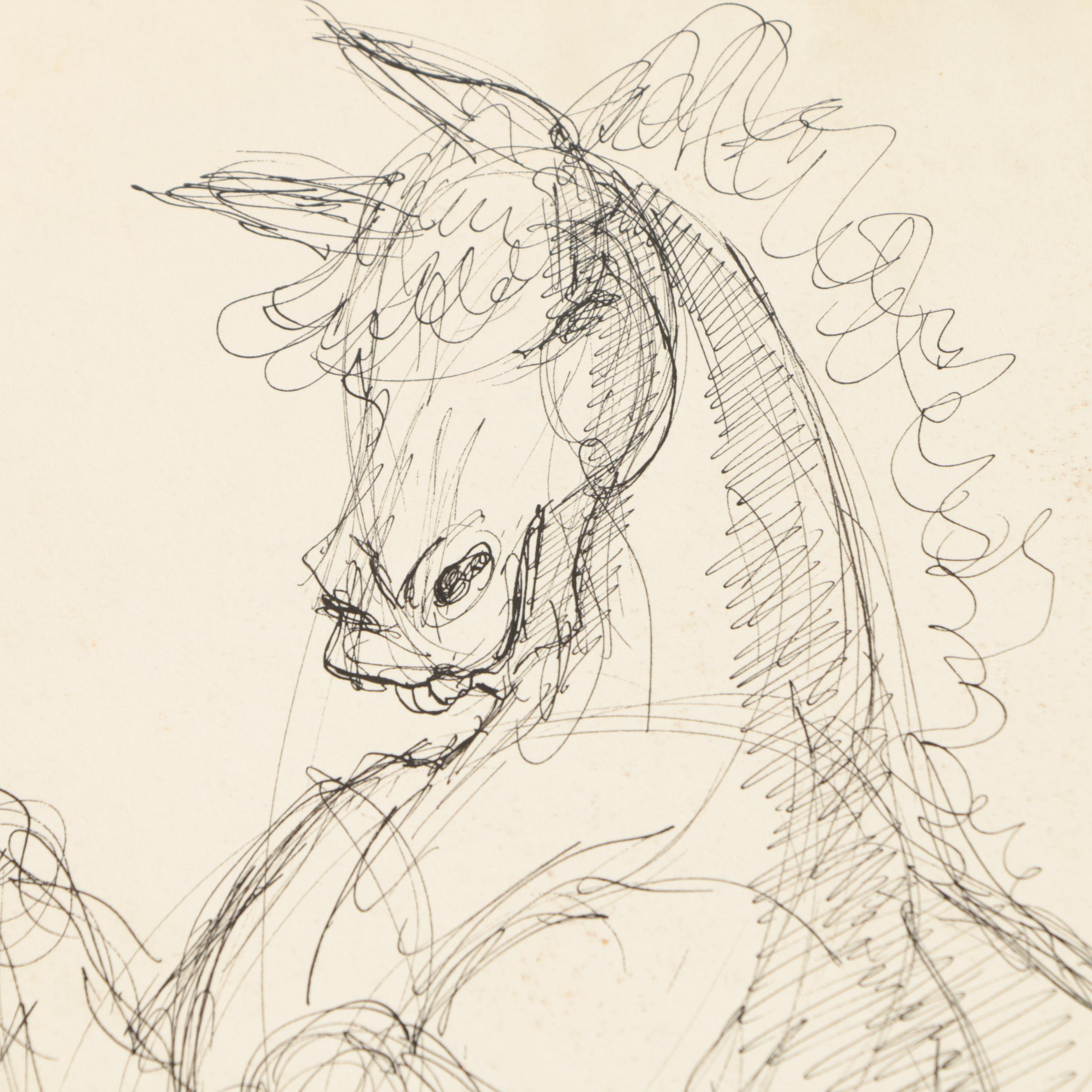 Henry C. Meyer Ink Wash and Ink Drawings of Horses