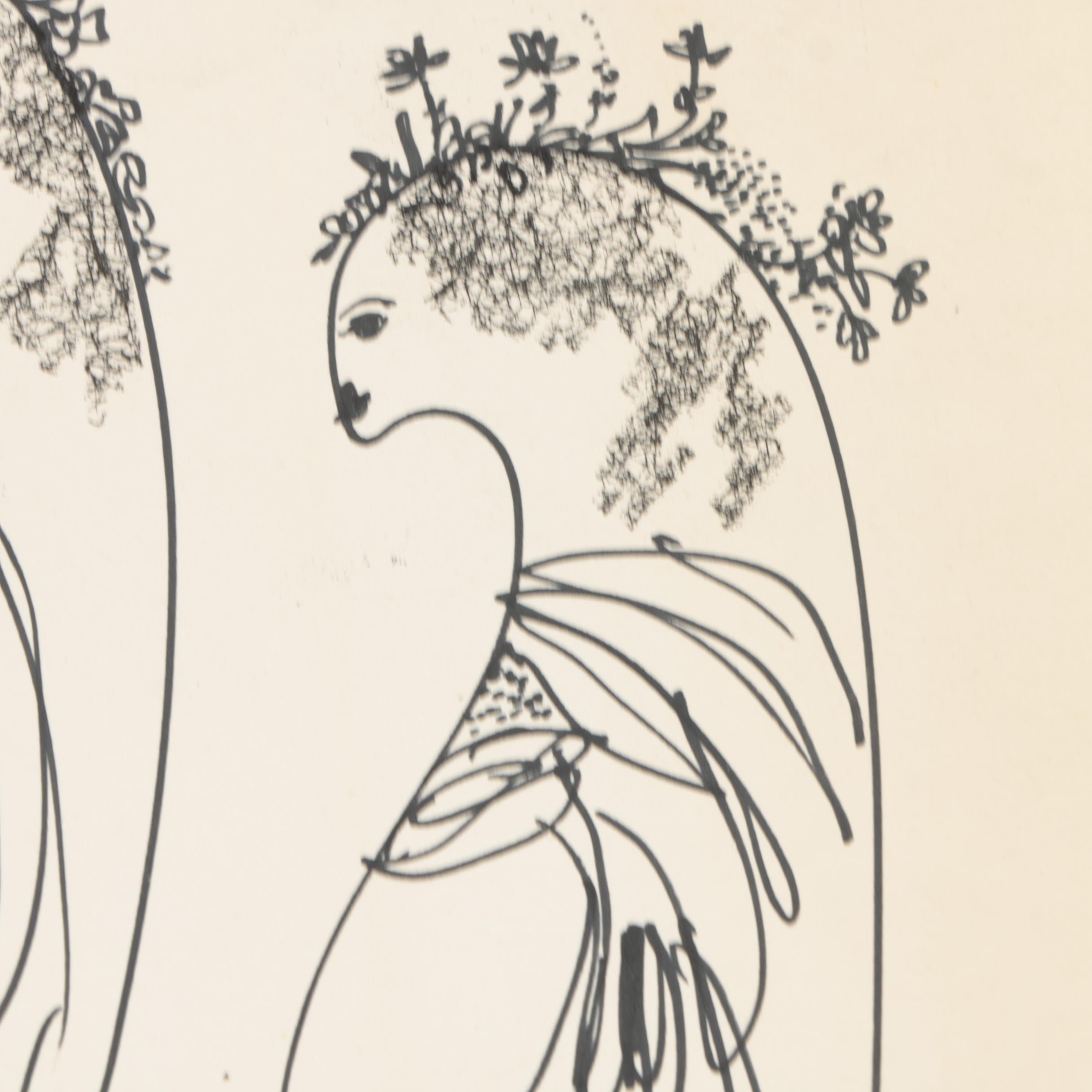 Henry C. Meyer Ink Drawings on Paper of Female Figures