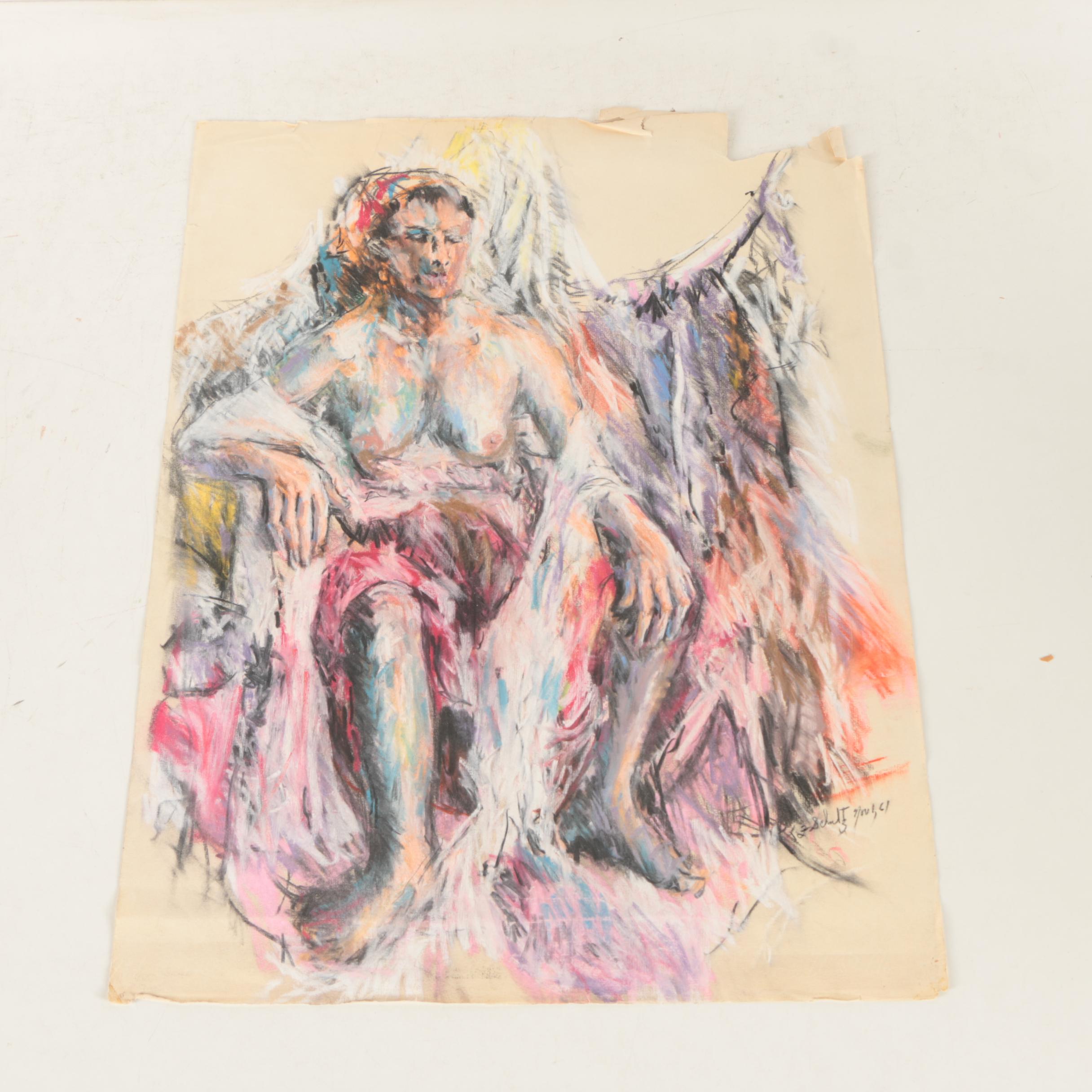 L.F. Schultz Drawings on Paper of Female Figures