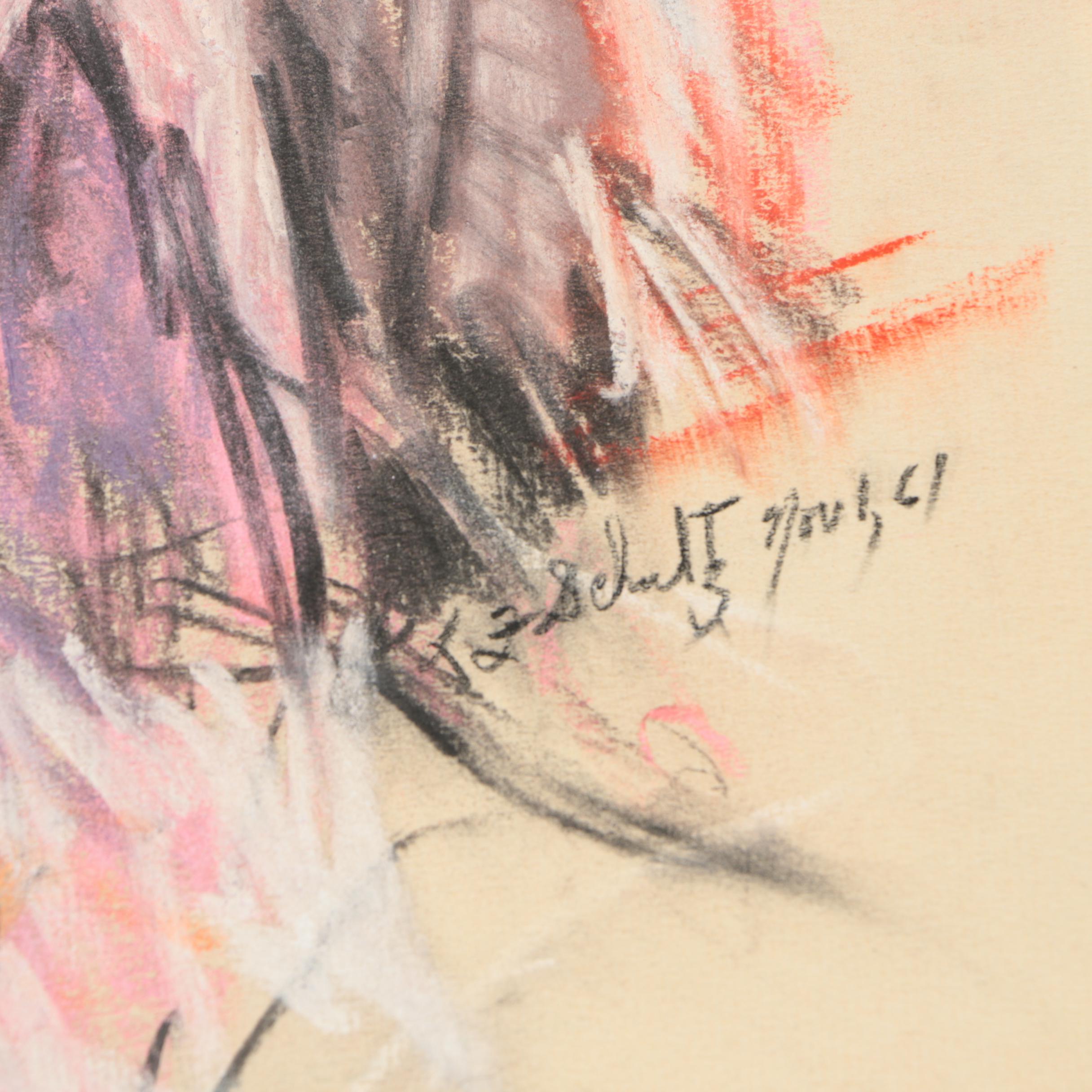 L.F. Schultz Drawings on Paper of Female Figures