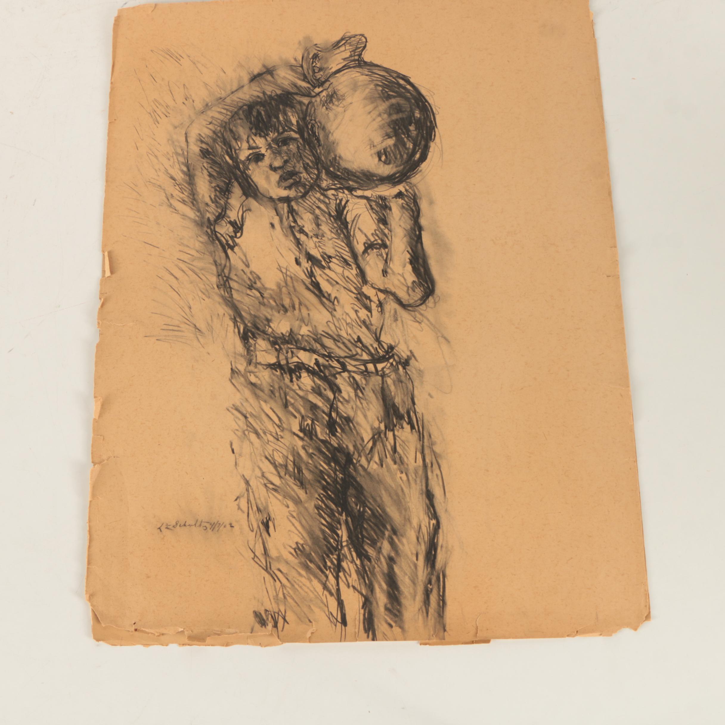 L.F. Schultz Drawings on Paper of Female Figures
