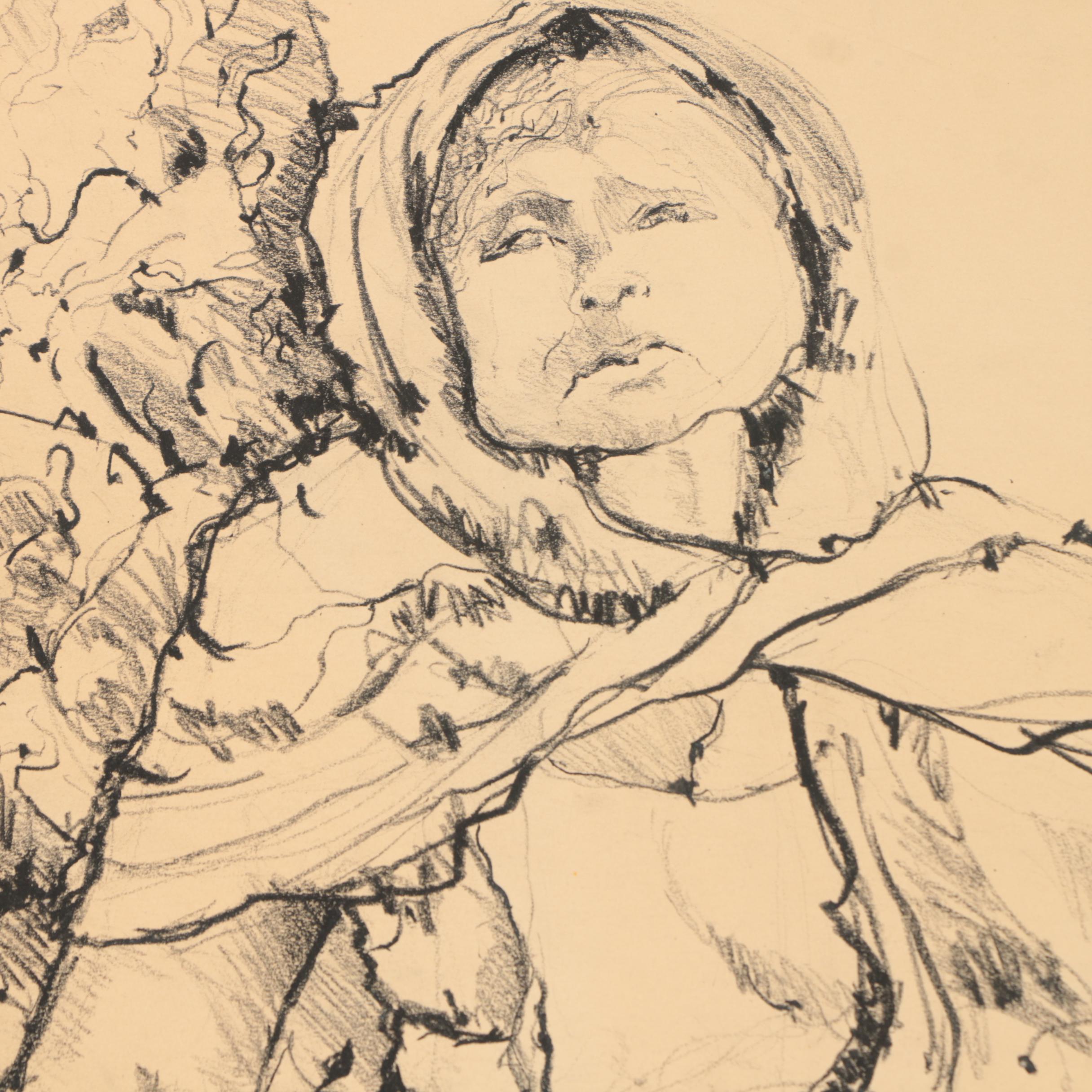 L.F. Schultz Drawings on Paper of Female Figures