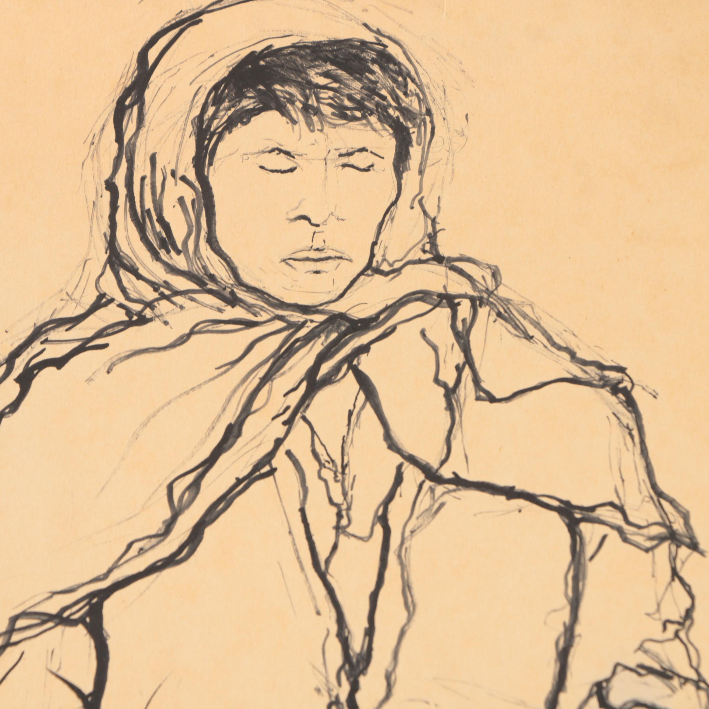 L.F. Schultz Drawings on Paper of Female Figures