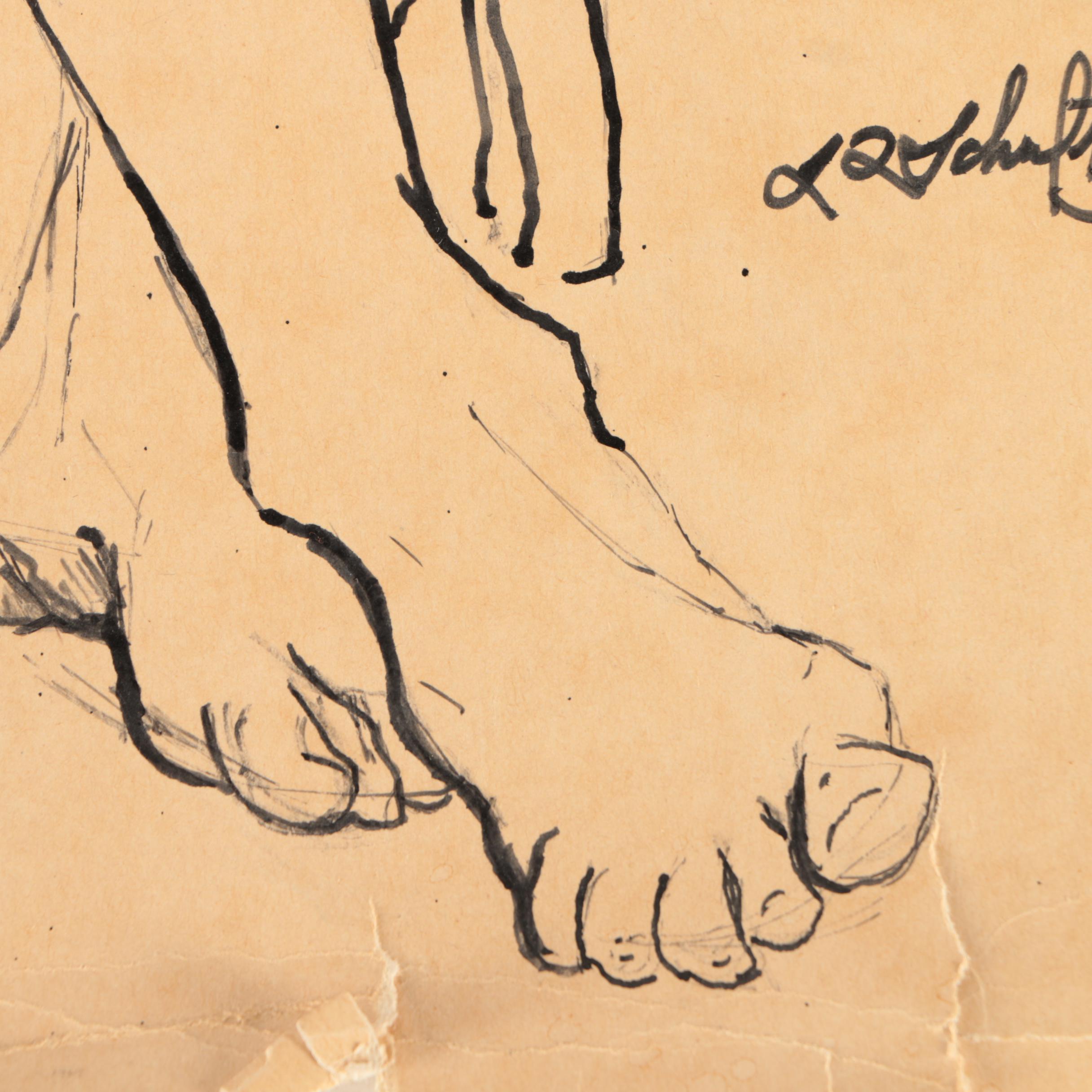 L.F. Schultz Drawings on Paper of Female Figures